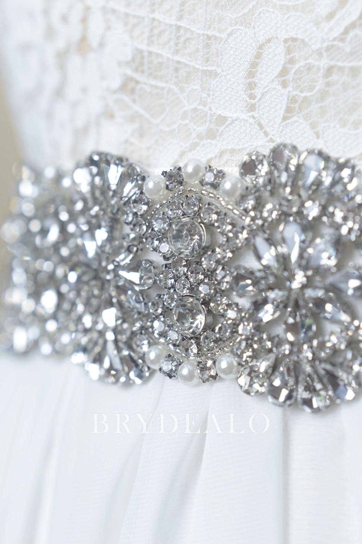 Sophisticated Crystals Pearls Bridal Sash for Sale