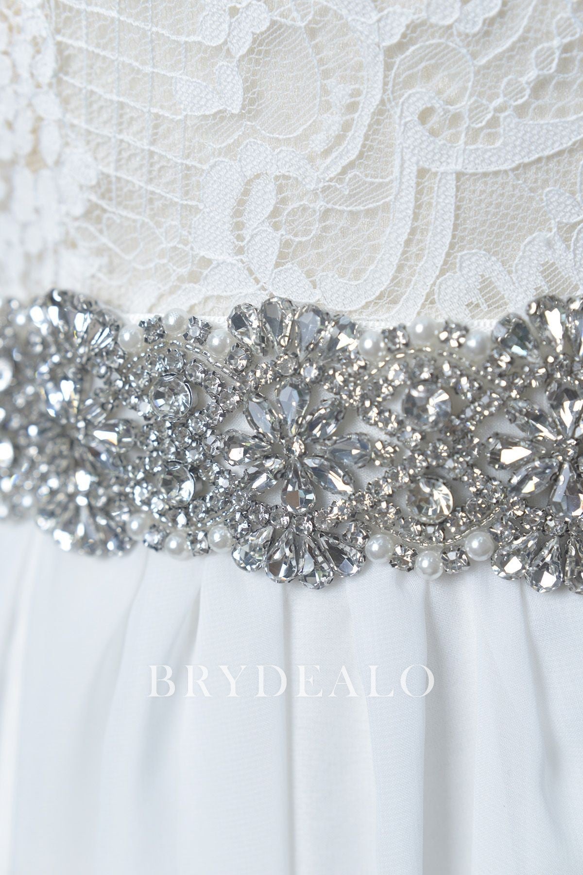 Designer Crystals Pearls Bridal Sash