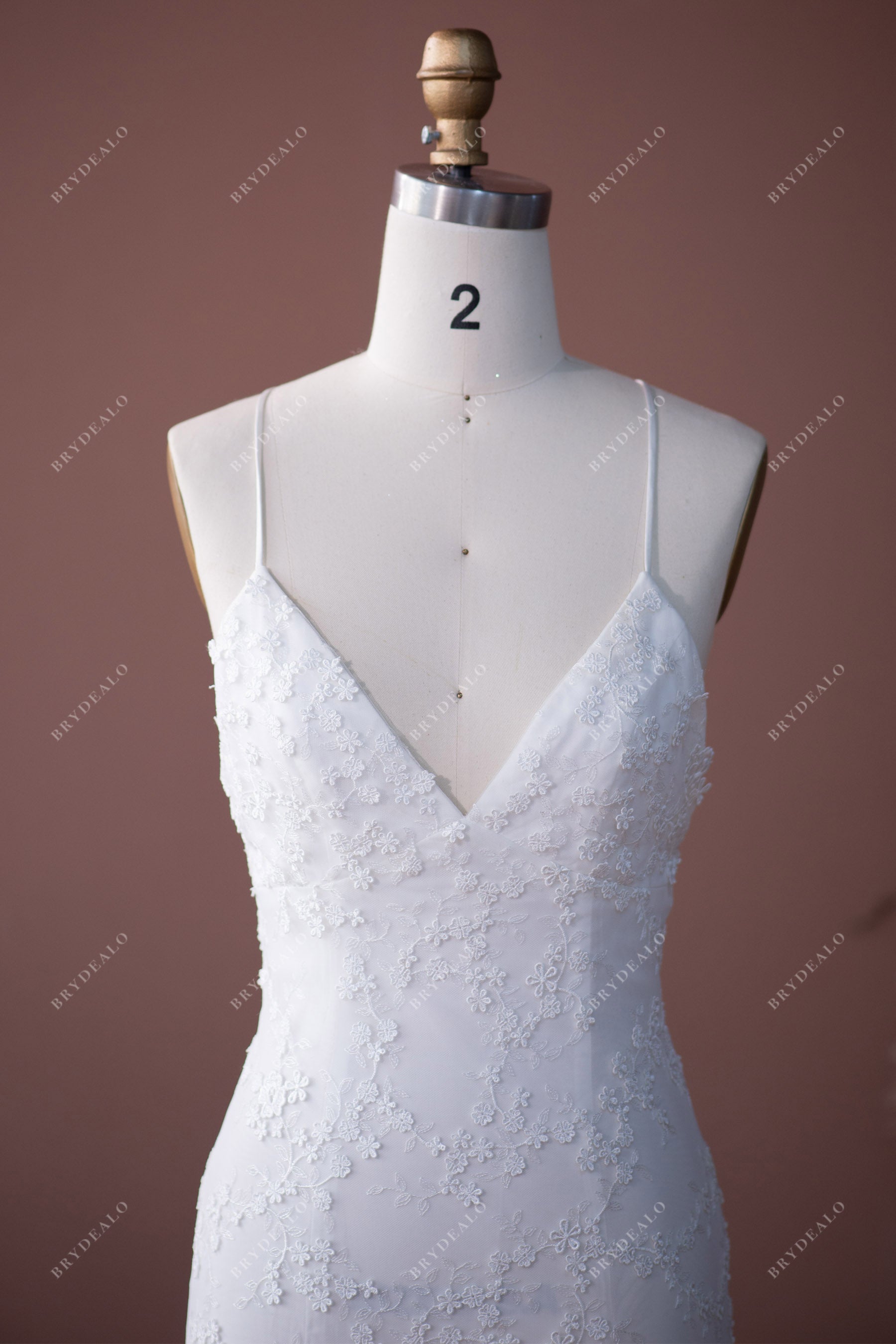 Sleeveless Thin Straps V-neck Destination Wedding Dress
