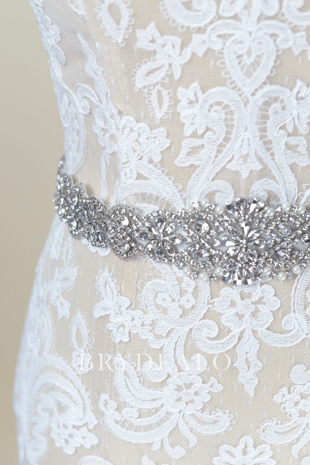 Best Sparkly Crystals Pearls Satin Bridal Belt 