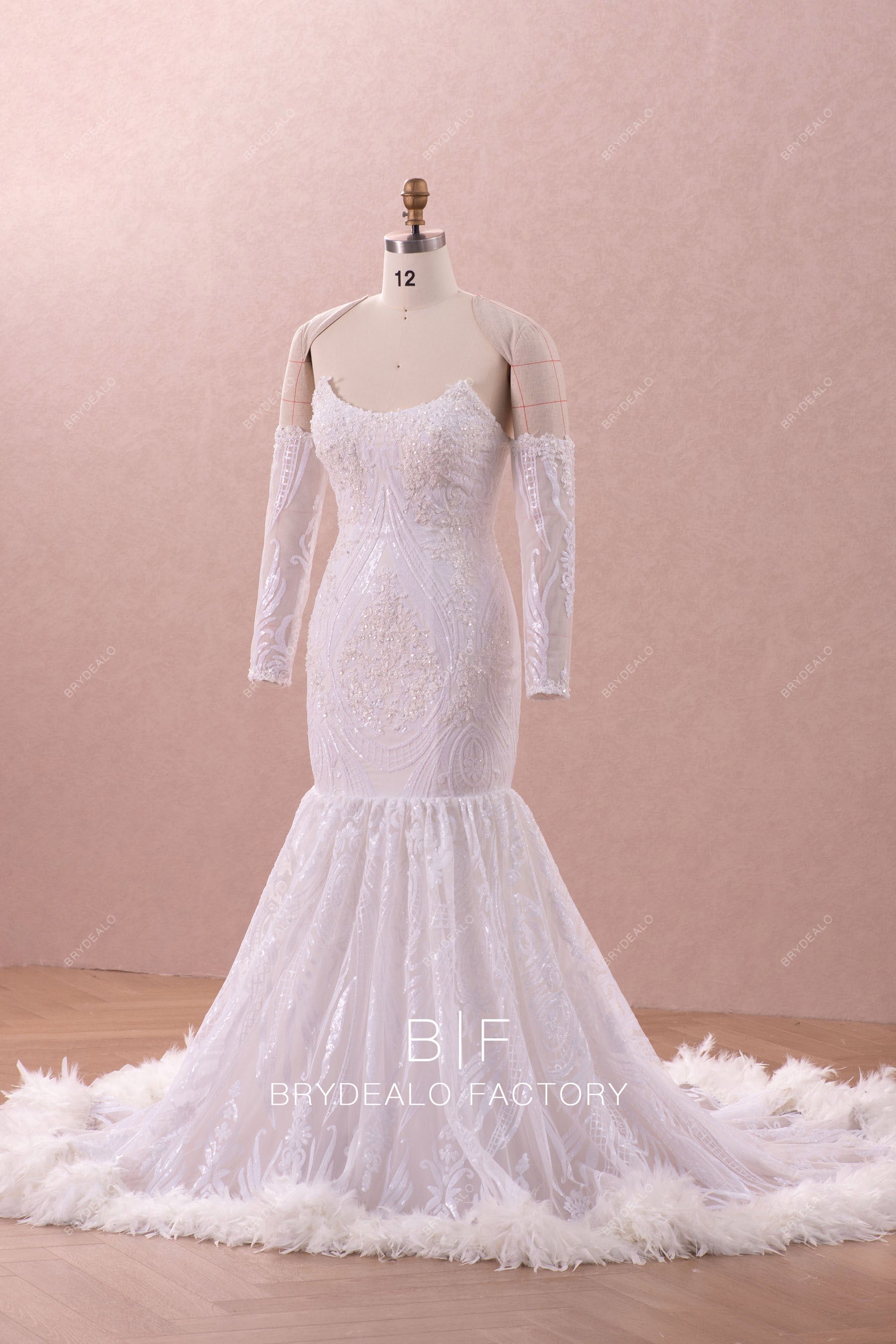 sparkly patterned sequin mermaid wedding gown