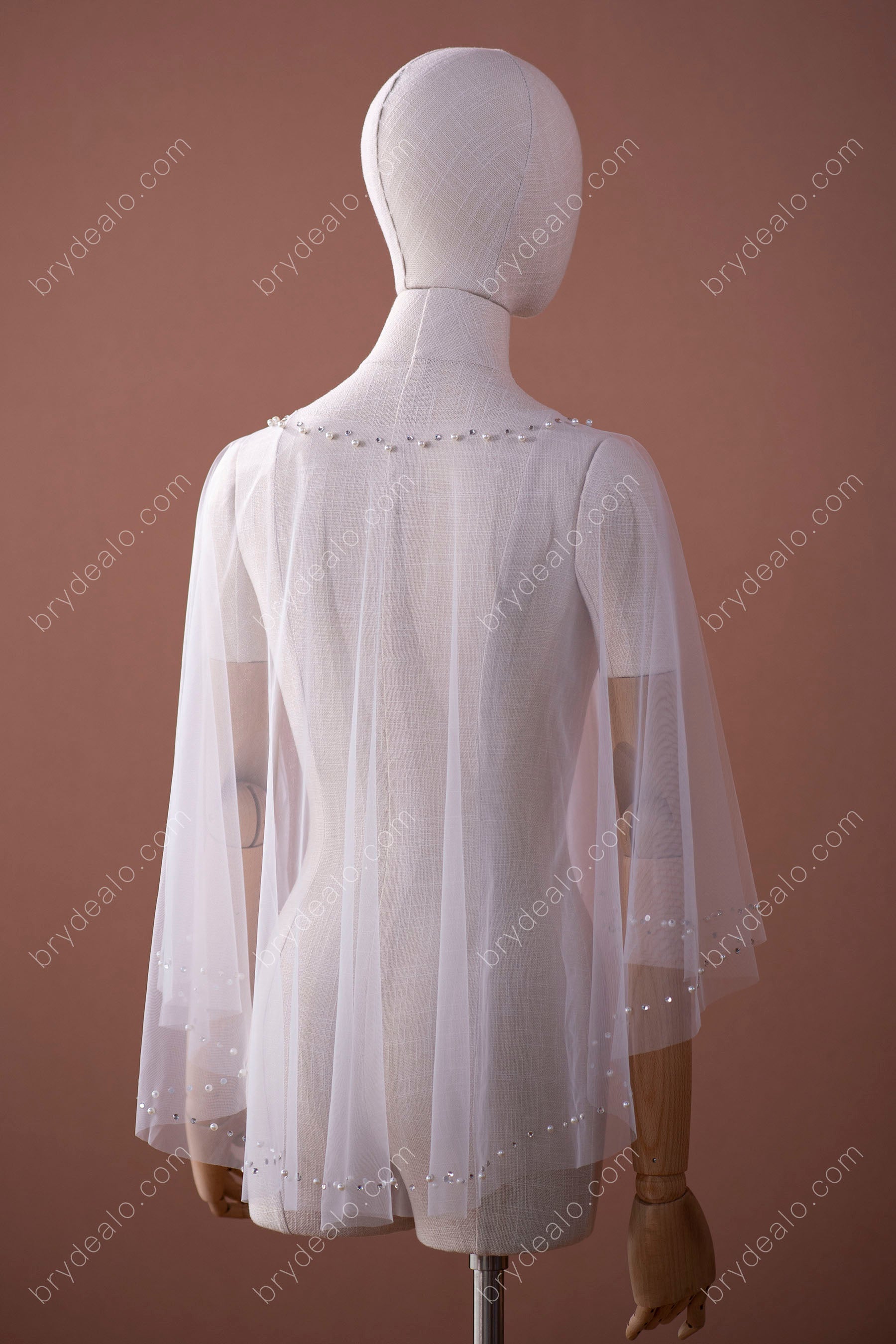 Captivating Rhinestones Pearls Bridal Cape Online