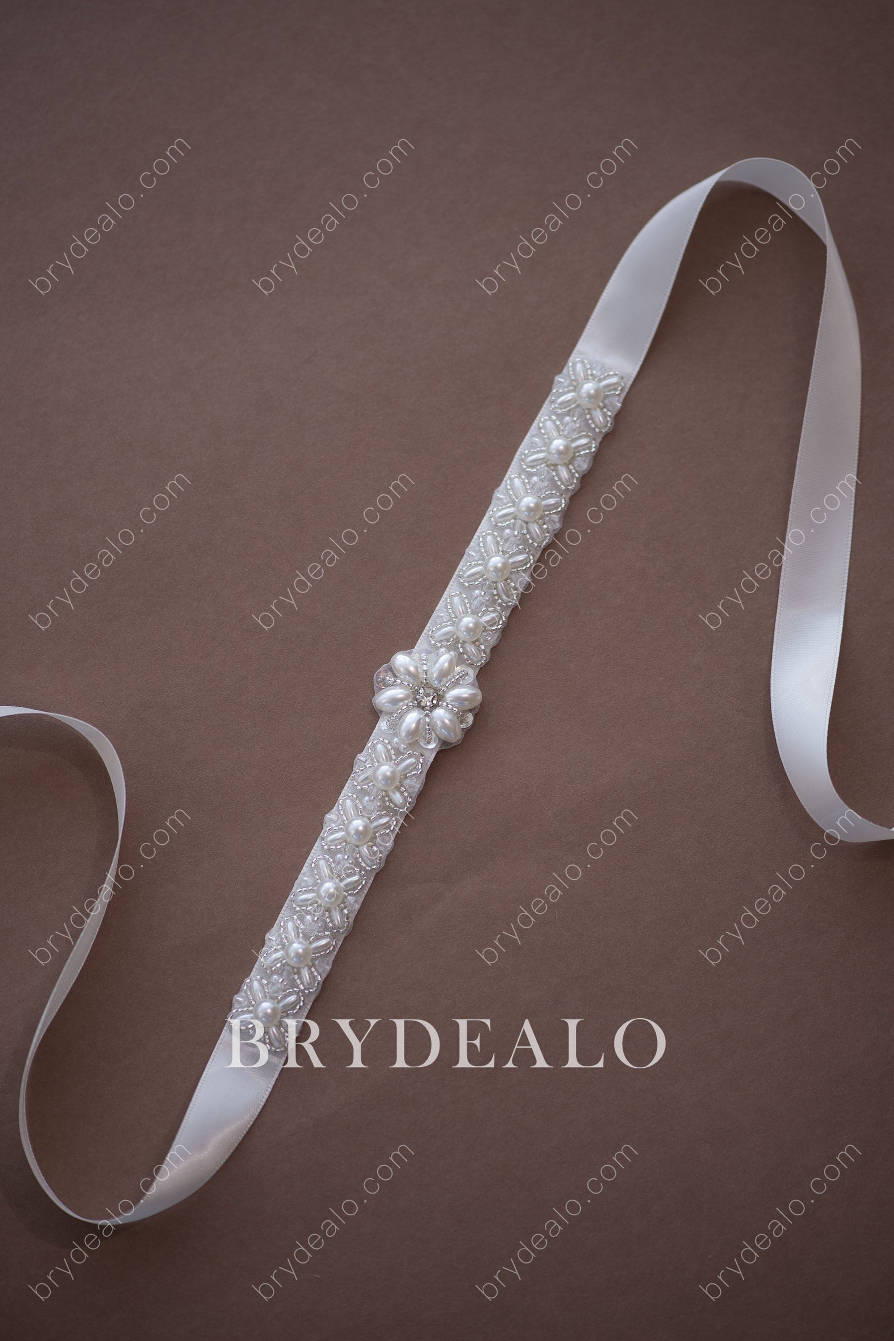 Ingenious Pearls Crystals Bridal Sash for sale