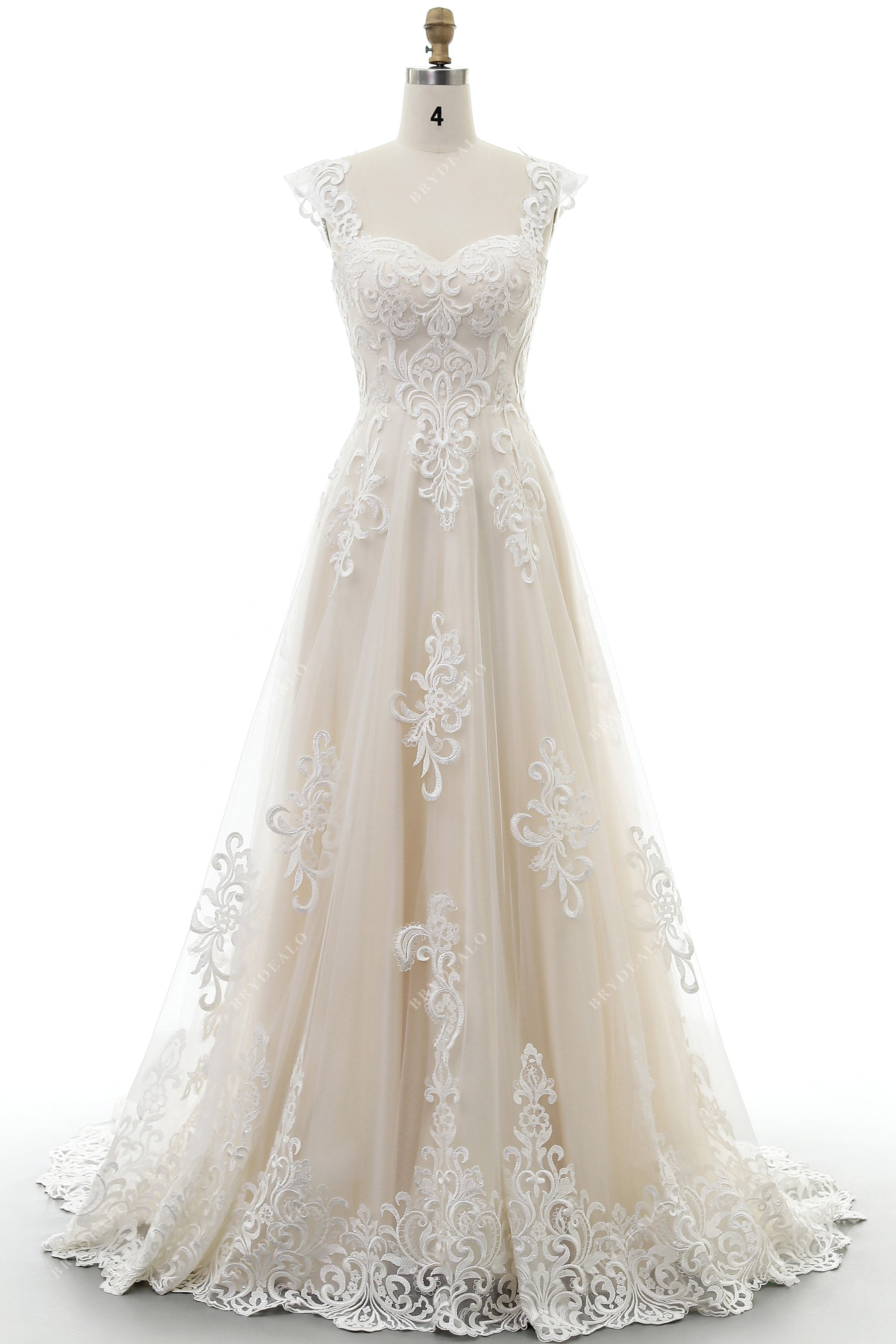 designer lace straps garden wedding dress