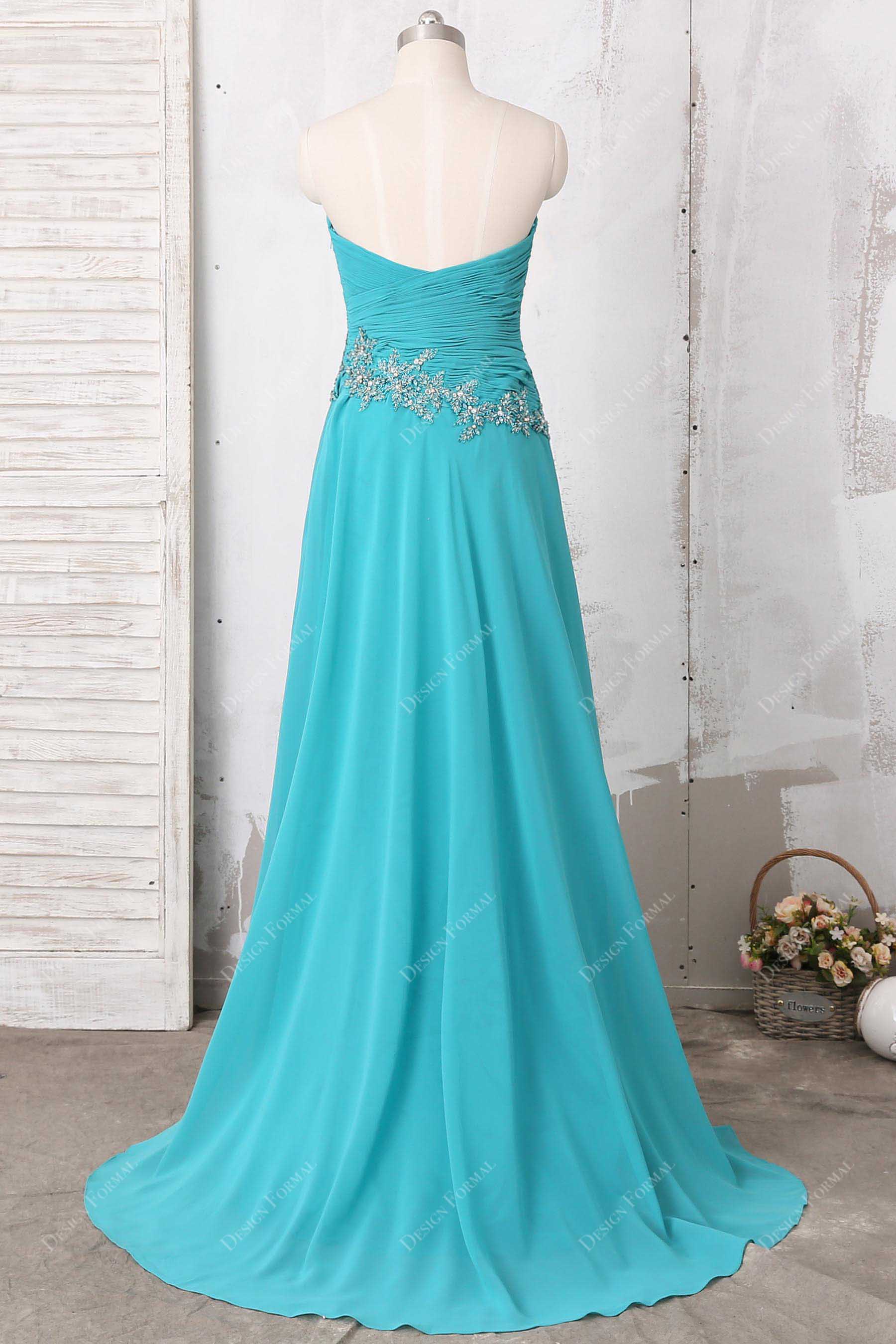 Strapless chiffon sequined bridesmaid dress