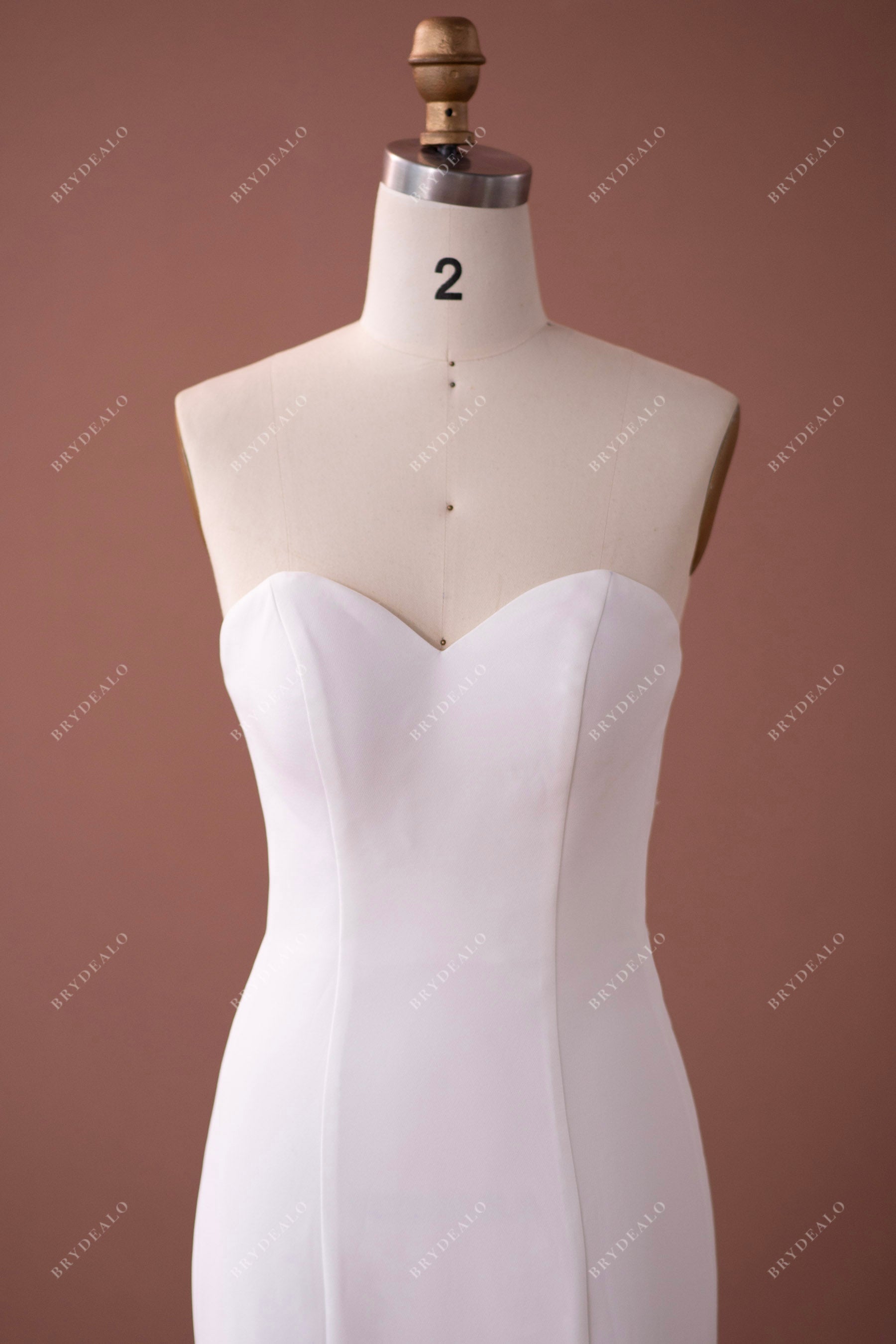 strapless sweetheart elegant crepe wedding dress