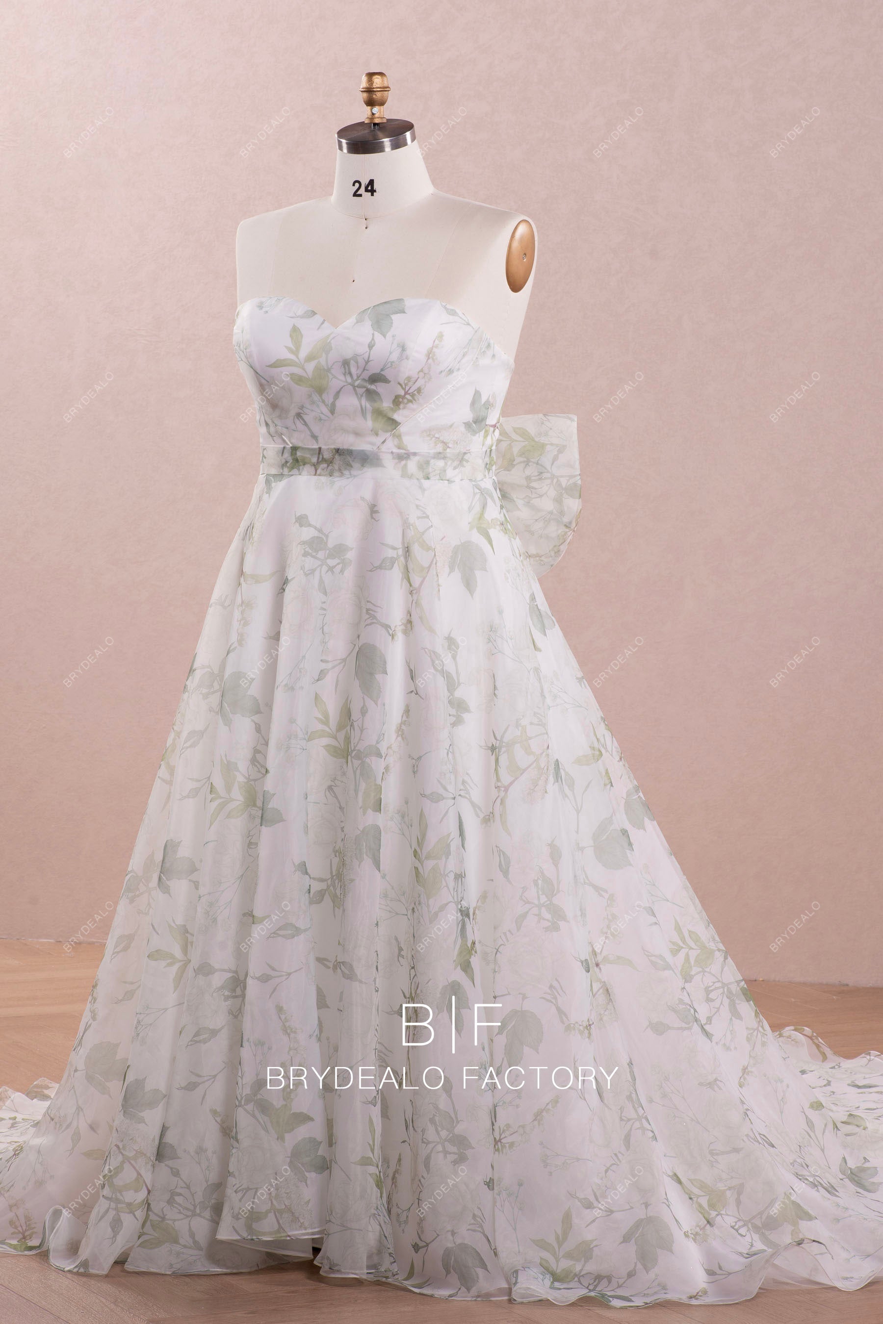 strapless floral organza spring bridal gown