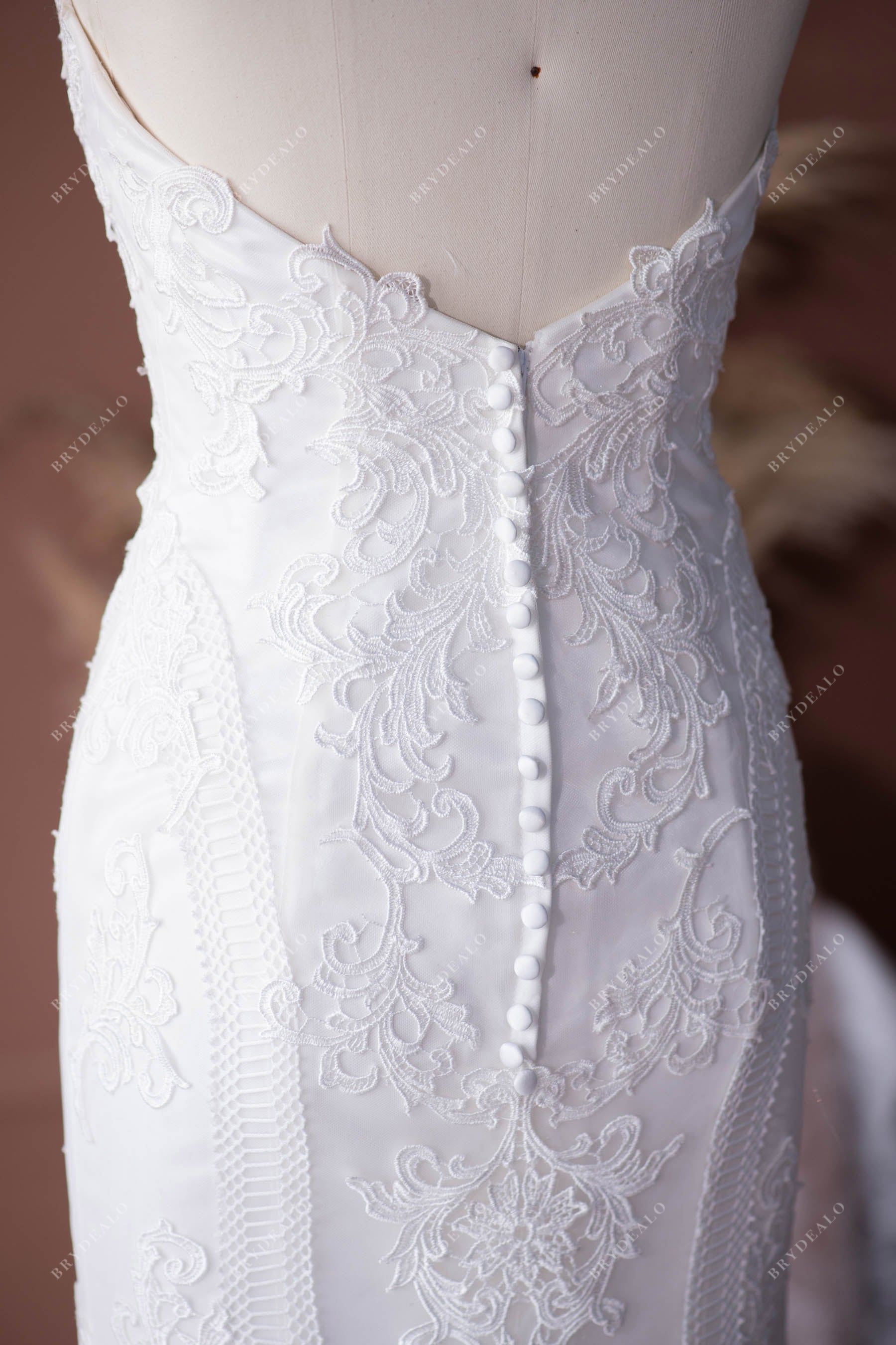 open back strapless lace mermaid wedding dress