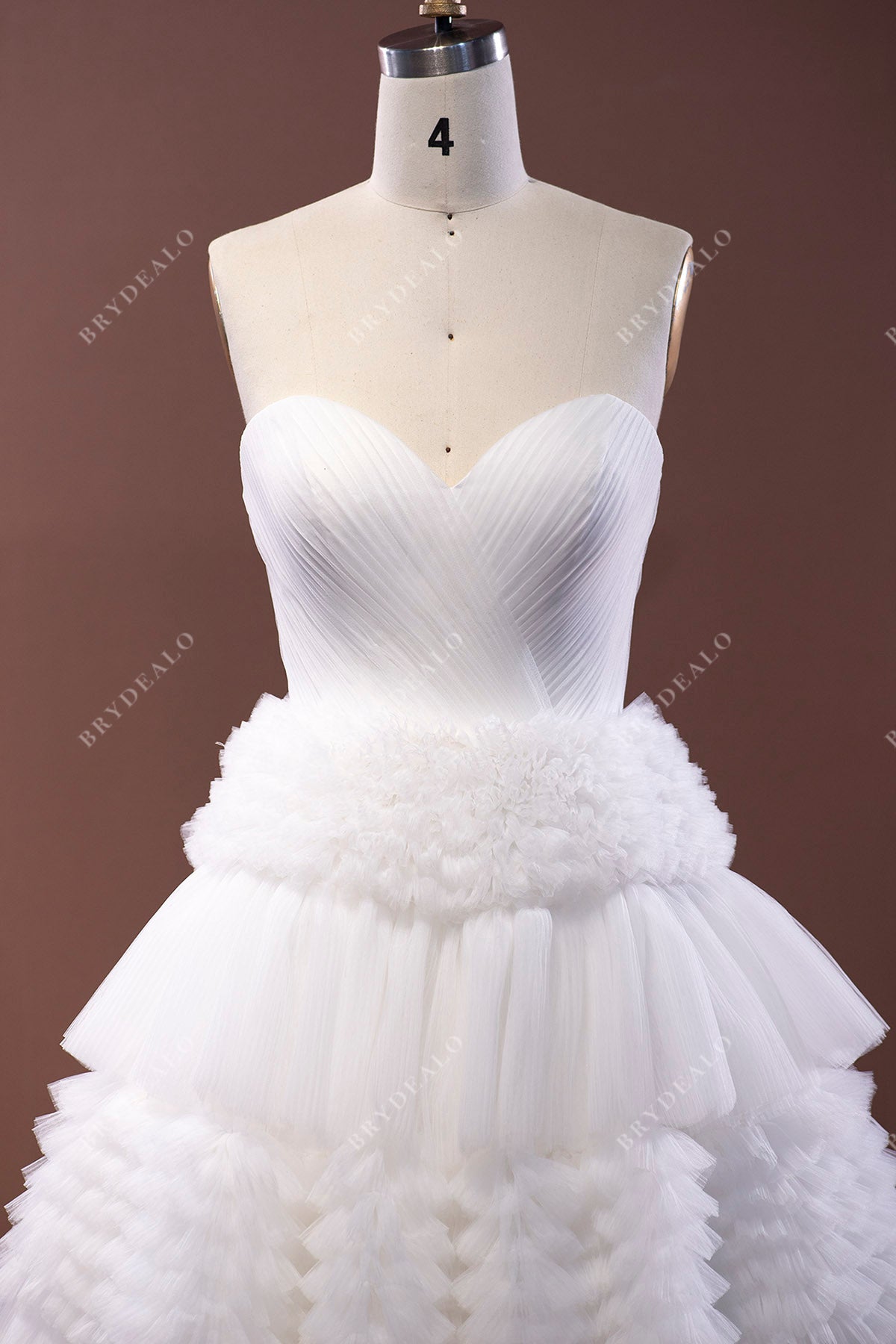 pleated sweetheart neck strapless bridal dress