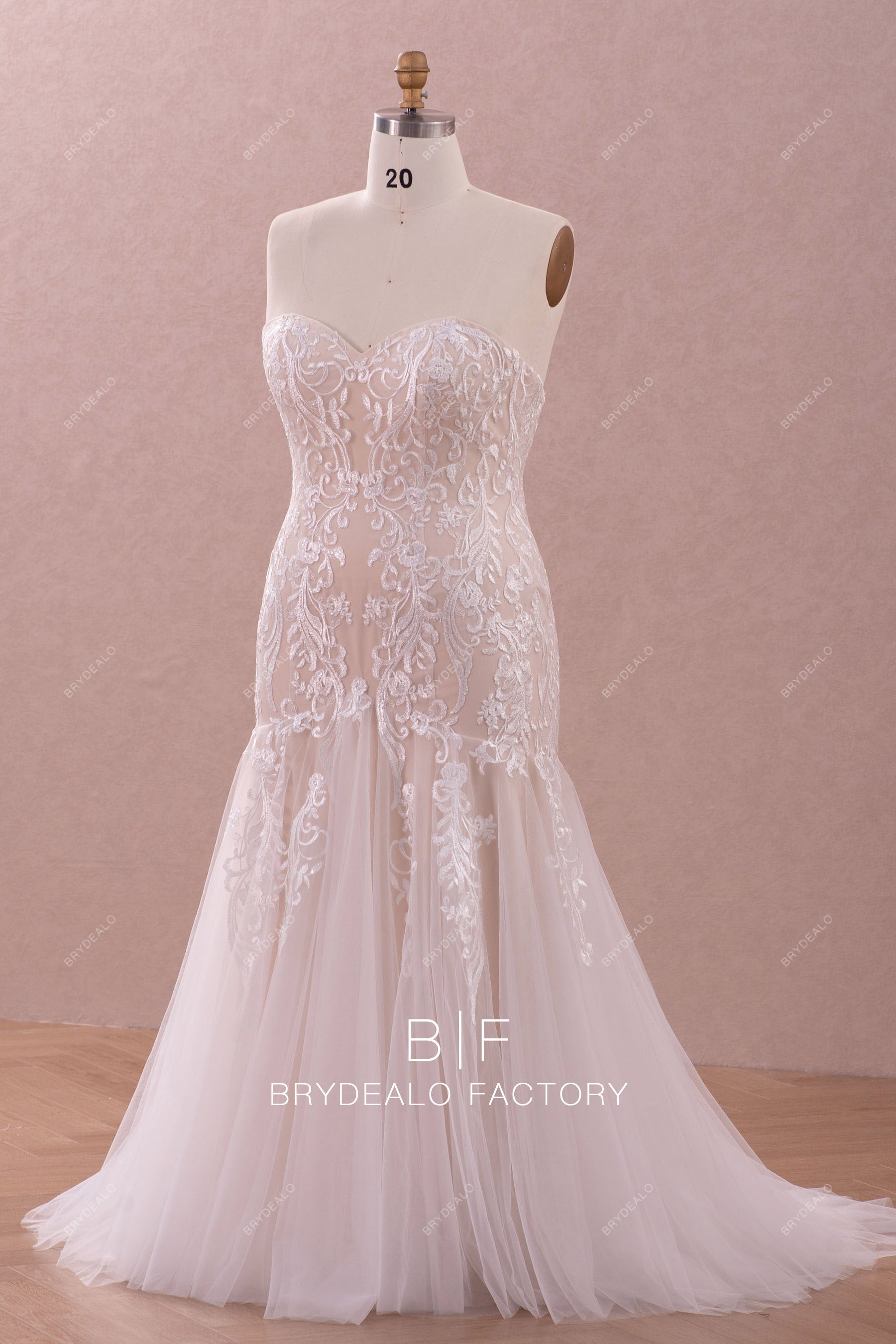 designer lace trumpet fall wedding dress