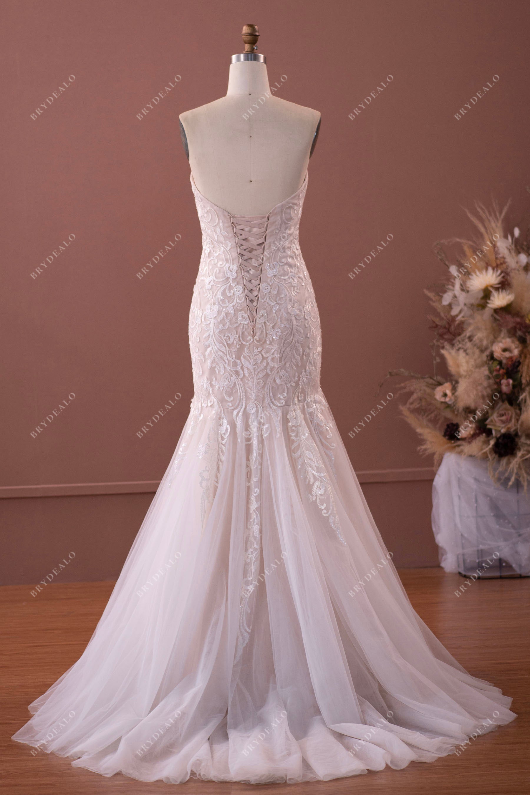 strapless  mermaid fall destination wedding dress