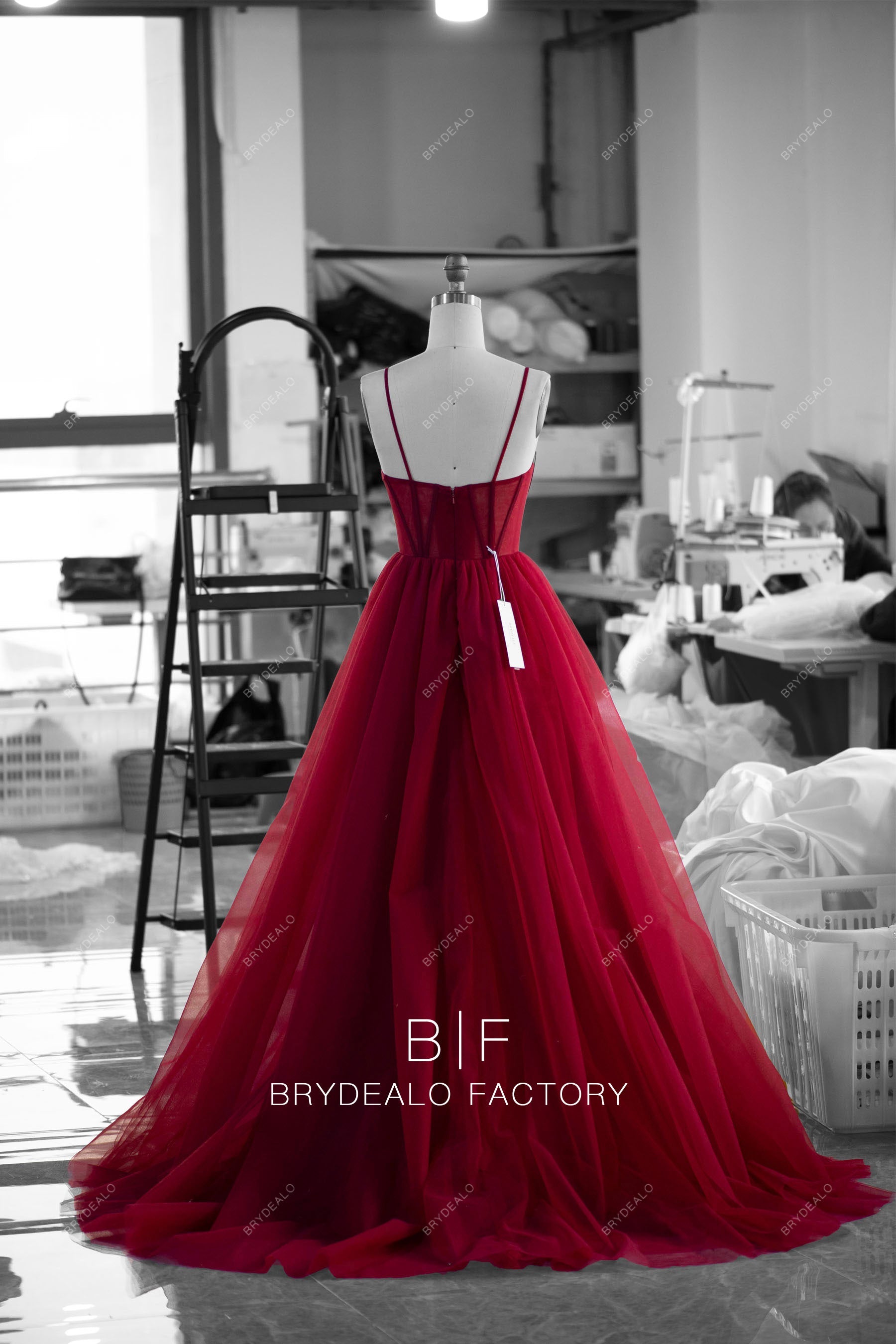 Burgundy Tulle Sweetheart Neck Corset Prom Dress – Brydealo