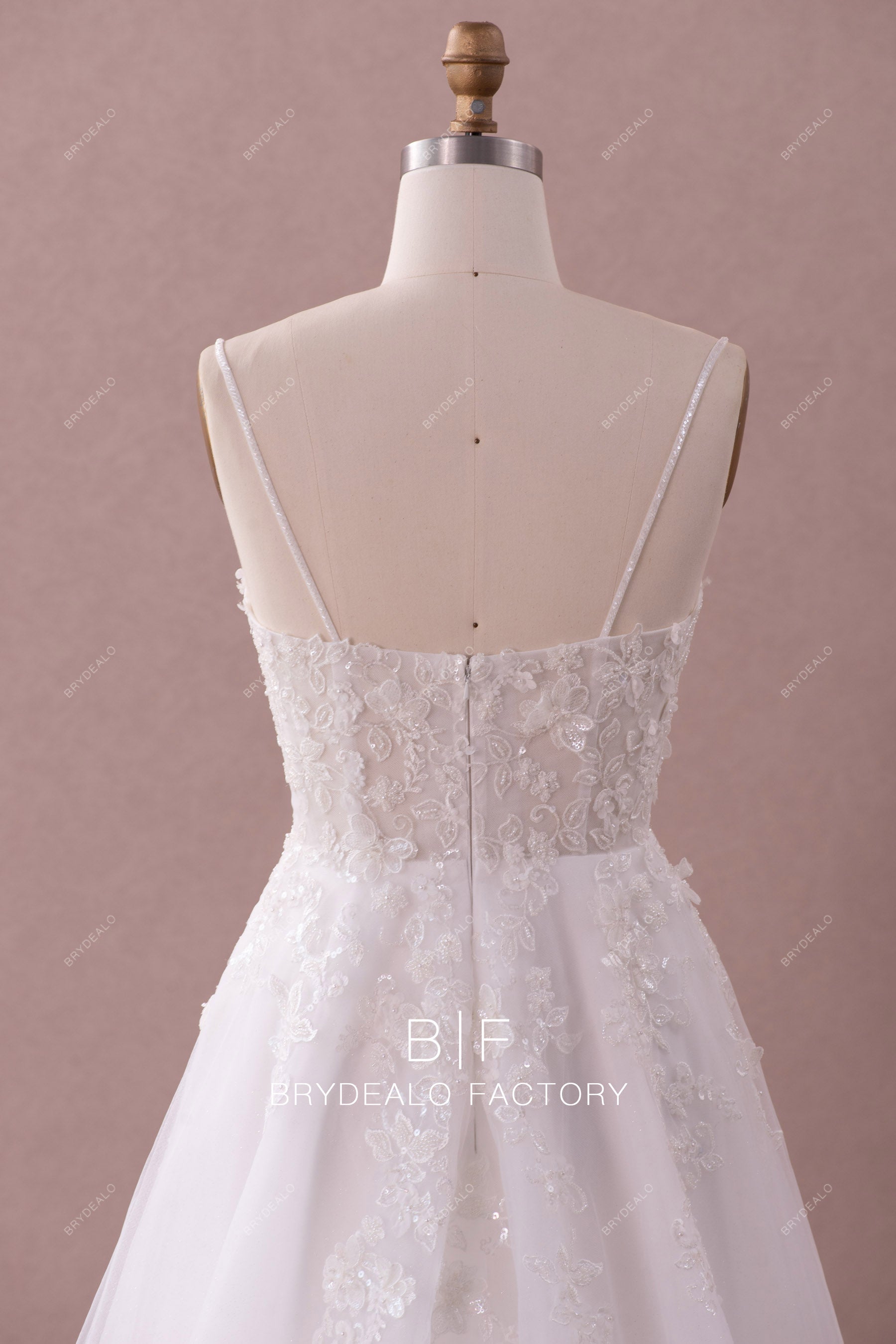 sheer straps bodice wedding gown