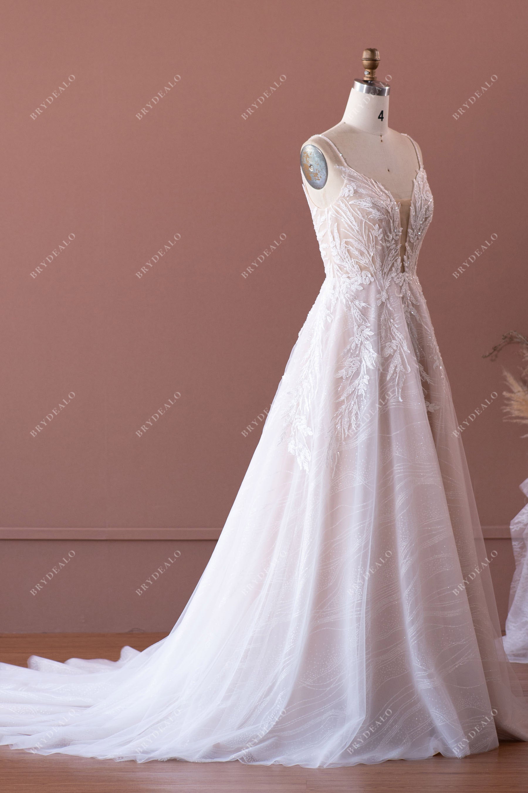 Shimmering A-Line Designer Wedding Dress Brydealo Shimmering A-Line Designer Wedding Dress Brydealo