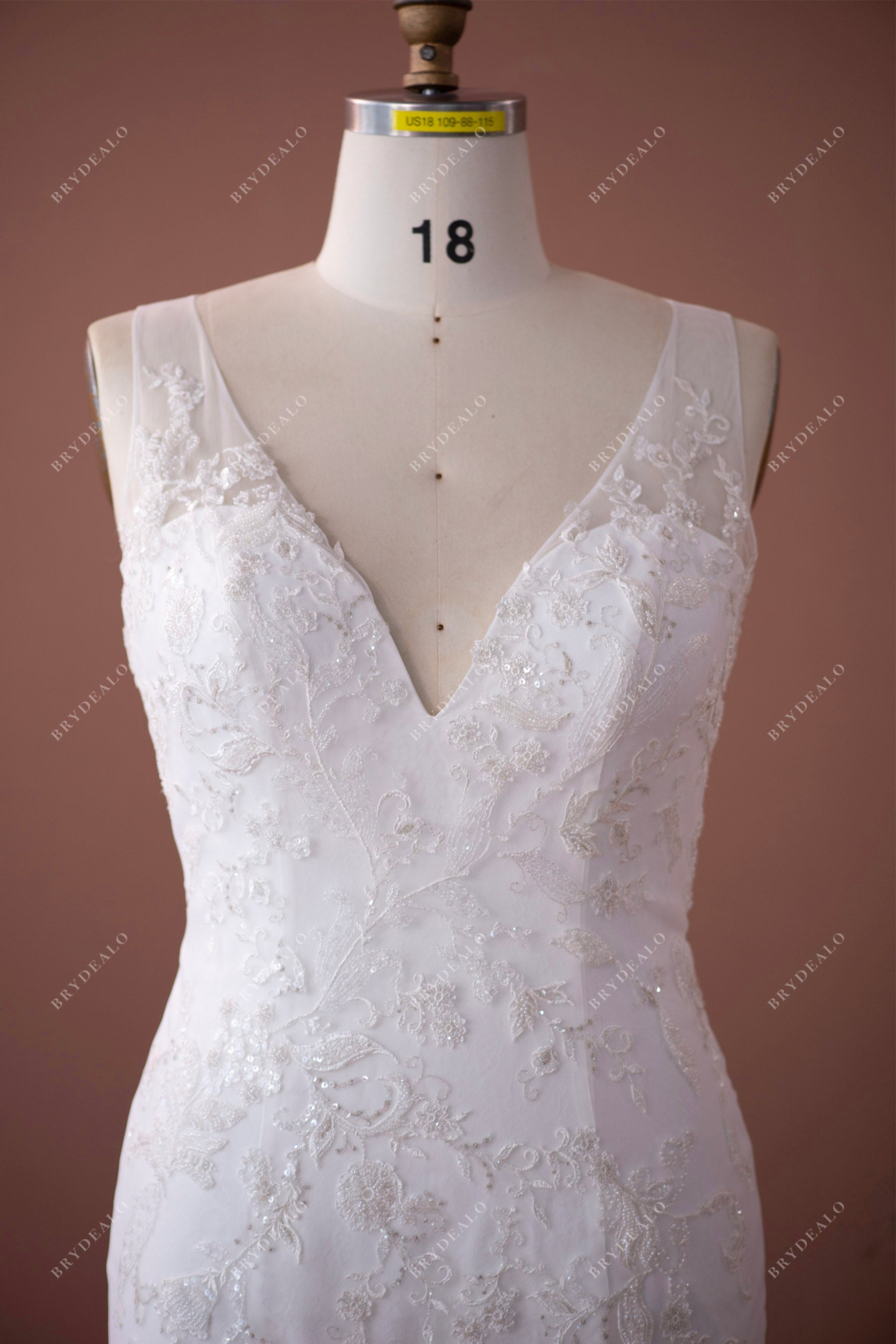 illusion neck lace wedding gown