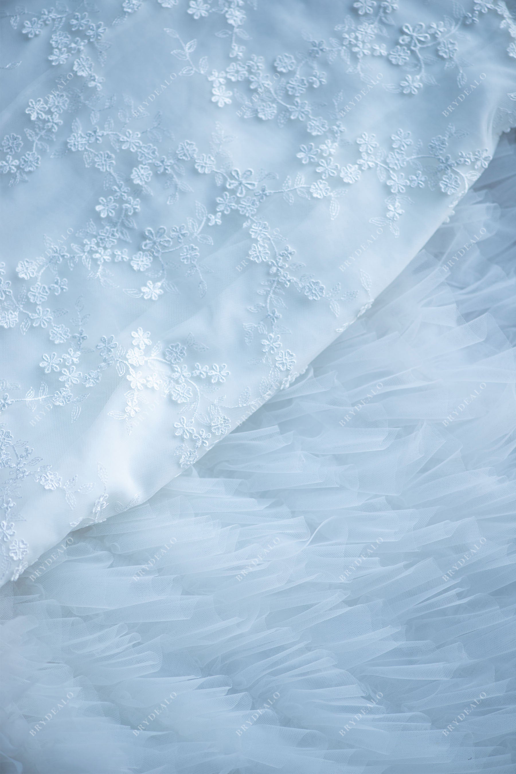 beautiful lace ruffled tulle bridal gown online