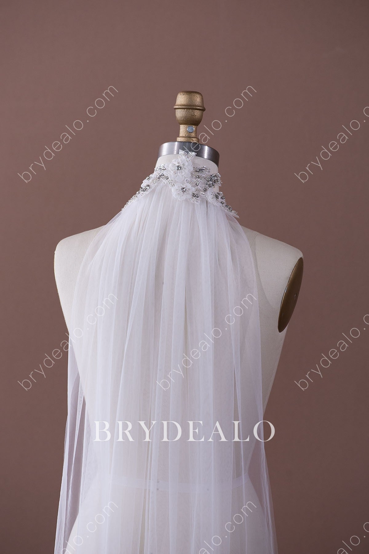 raw-cut rhinestone bridal veil 