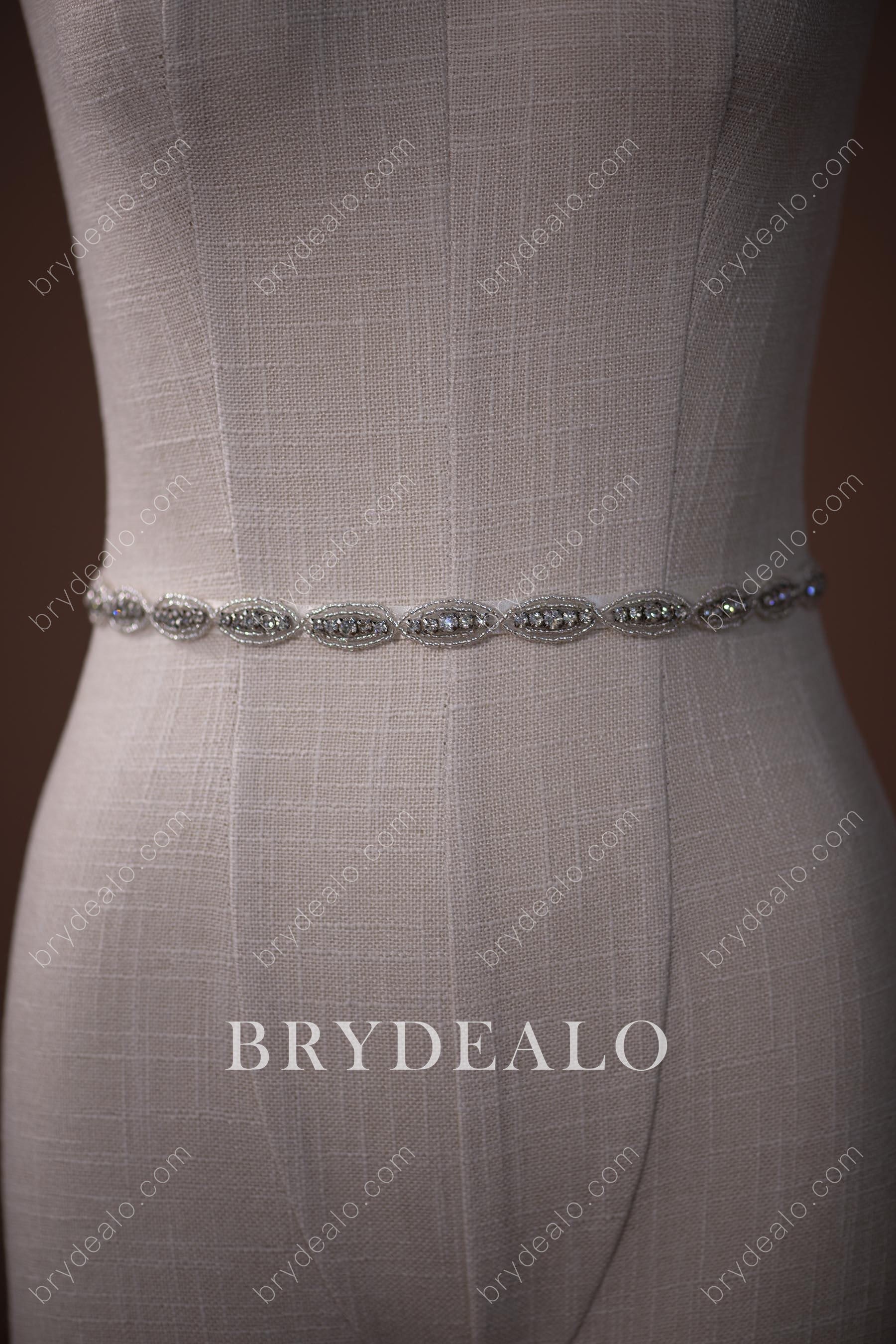 Exquisite Oval Crystals Beaded Bridal Sash