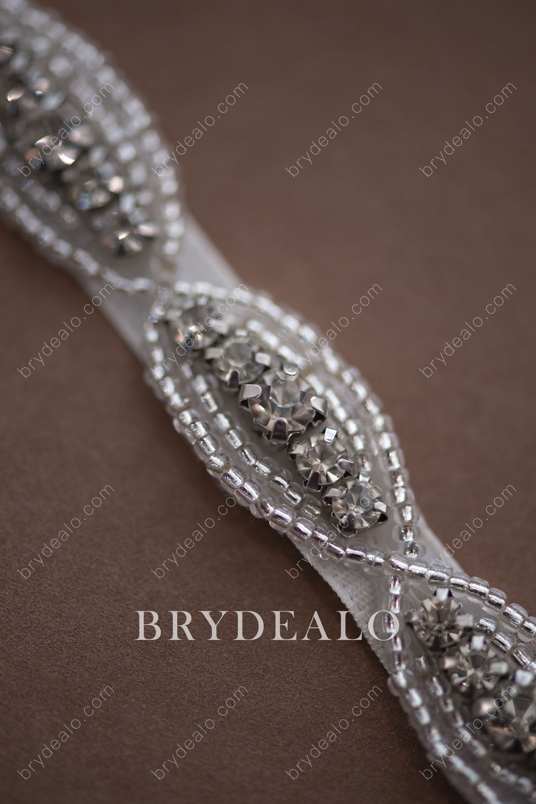  Oval Crystals Beaded Bridal Sash 