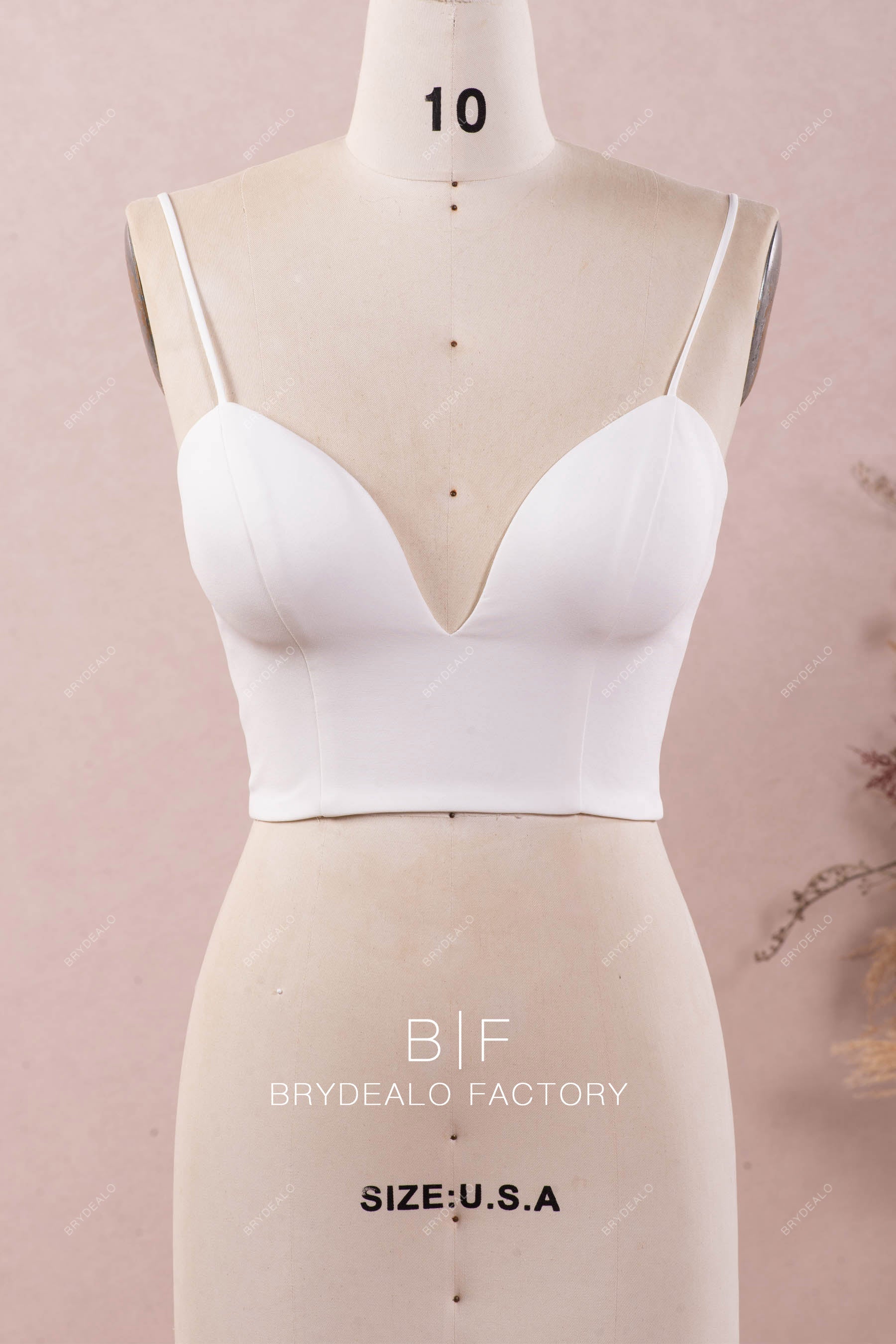 spaghetti straps sweetheart crepe bridal top