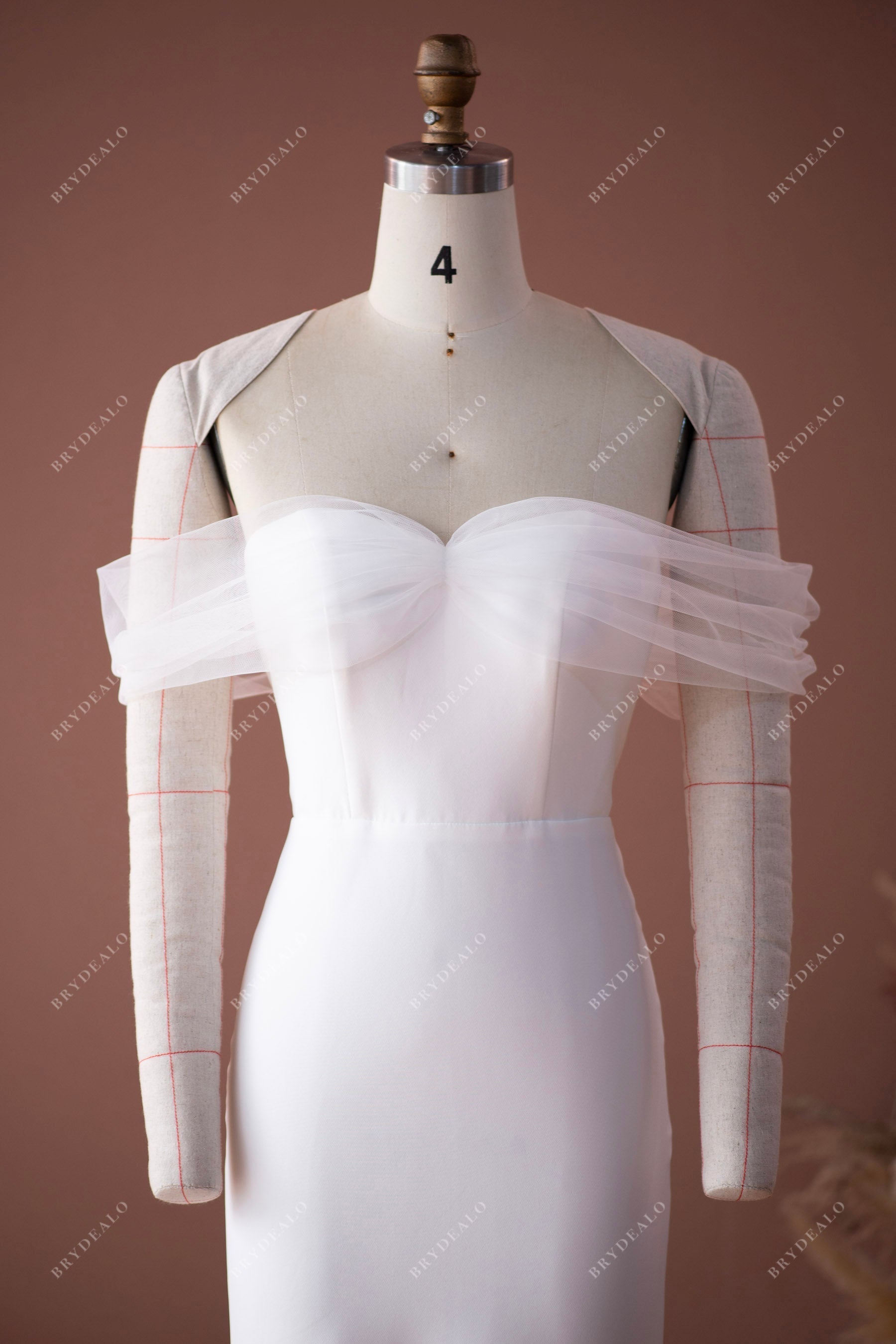 tulle-off-shoulder sweetheart neck fishtail city wedding dress