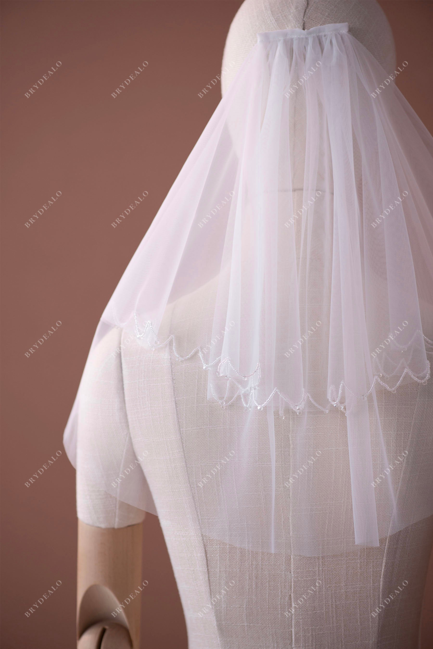 best two tier beaded veil shoulder length veil