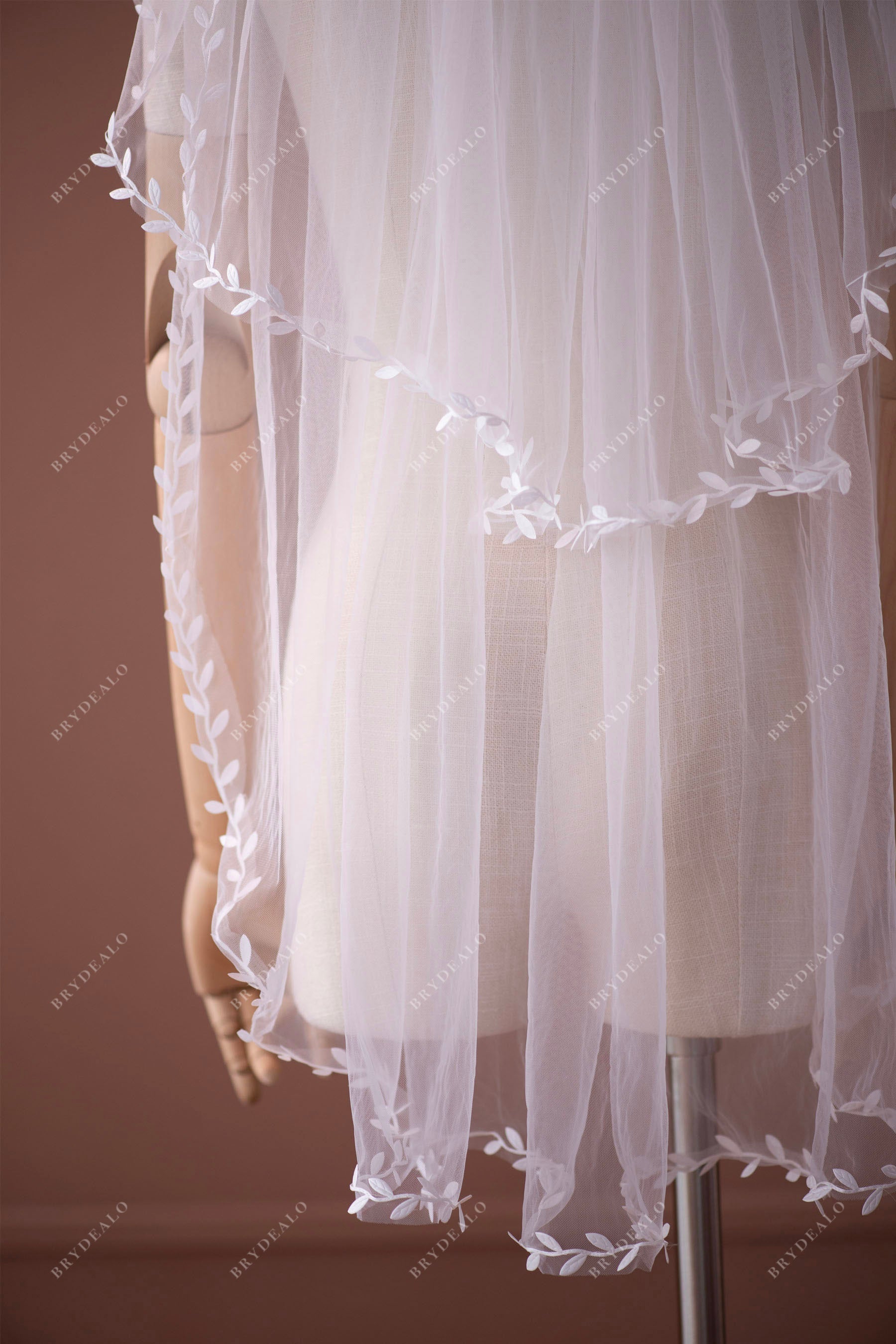pretty two tier leaf bridal veil