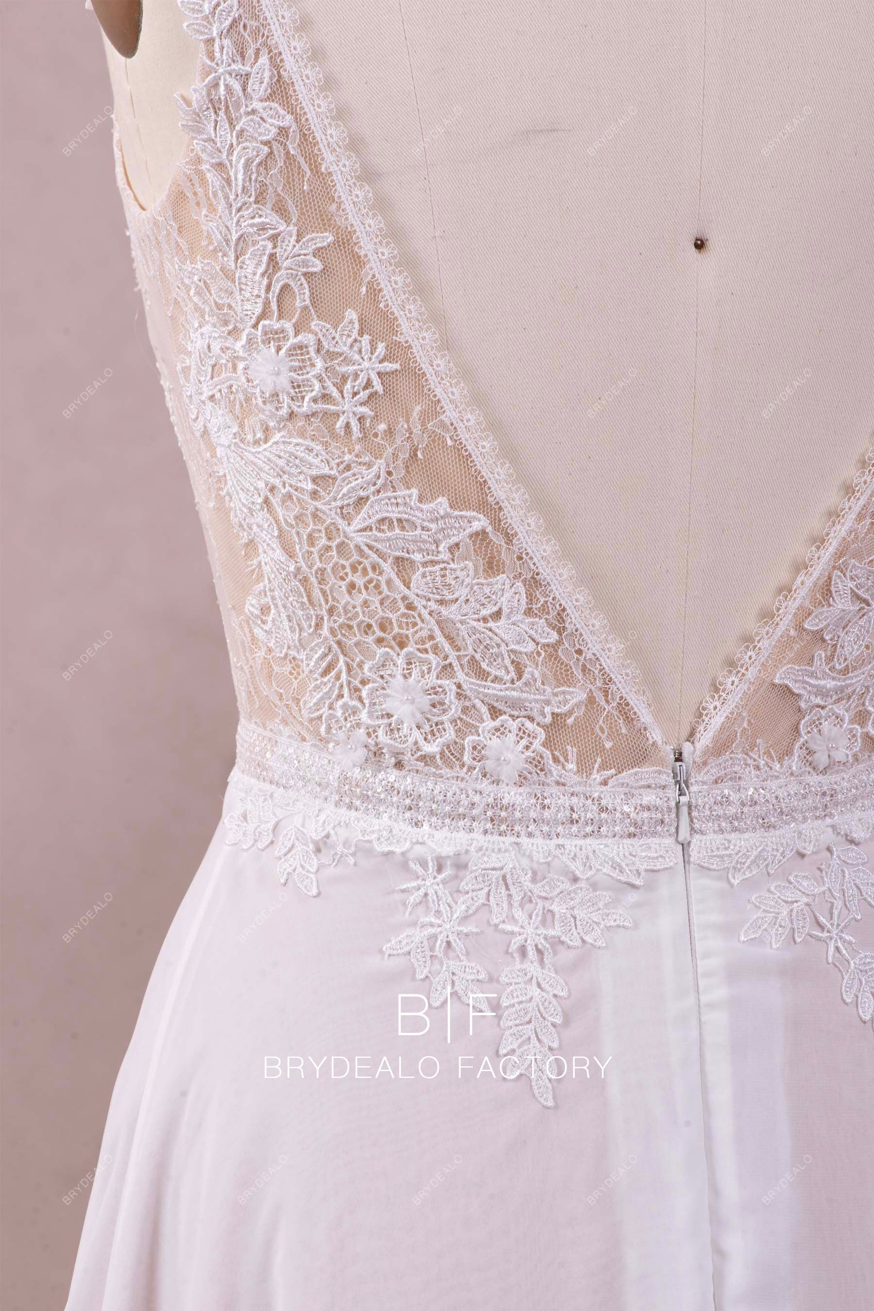 open v-back lace spring wedding dress