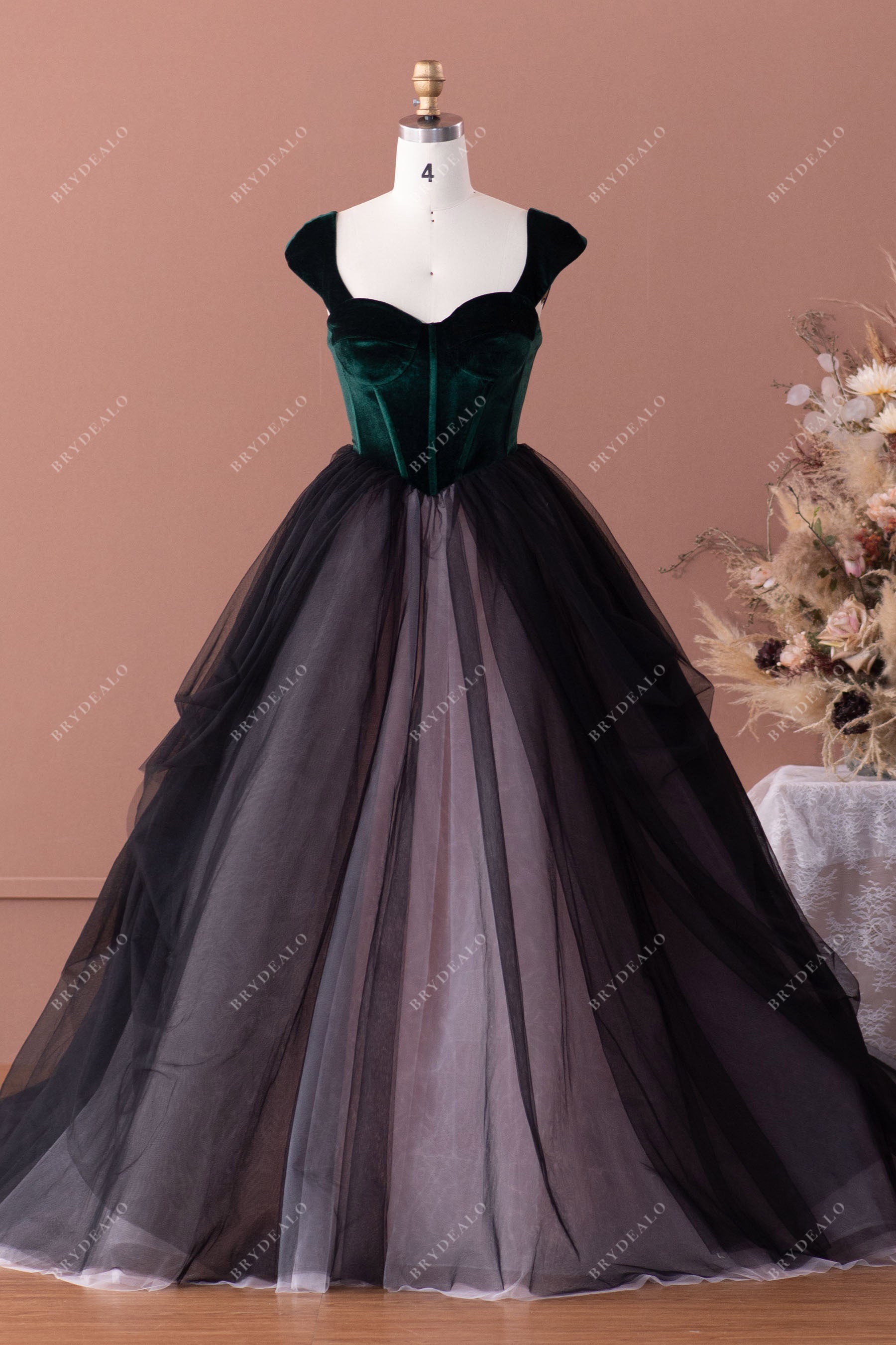 Victoria Velvet Tulle Colored Ballgown Retro Wedding Dress