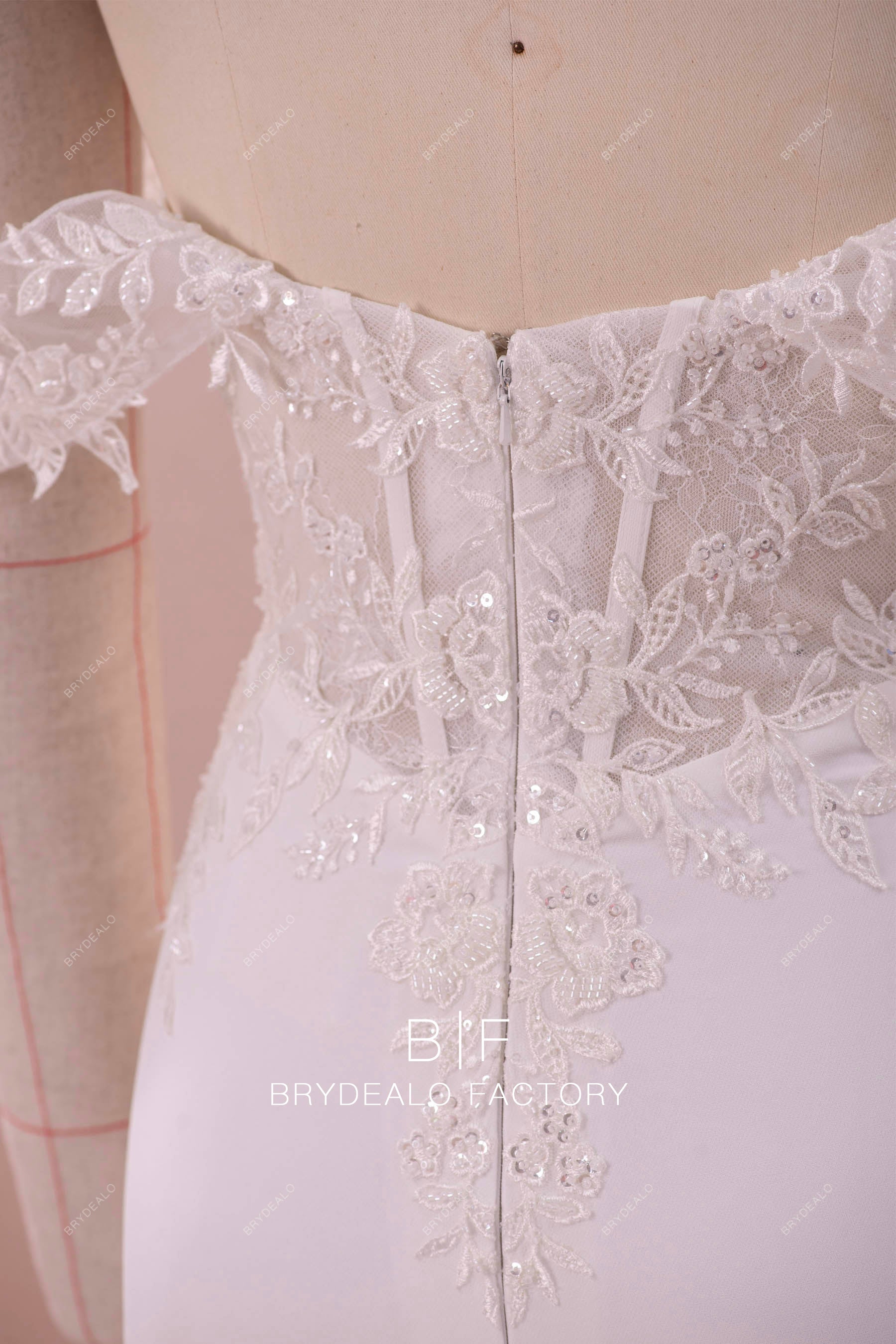 exposed boning corset lace wedding dress