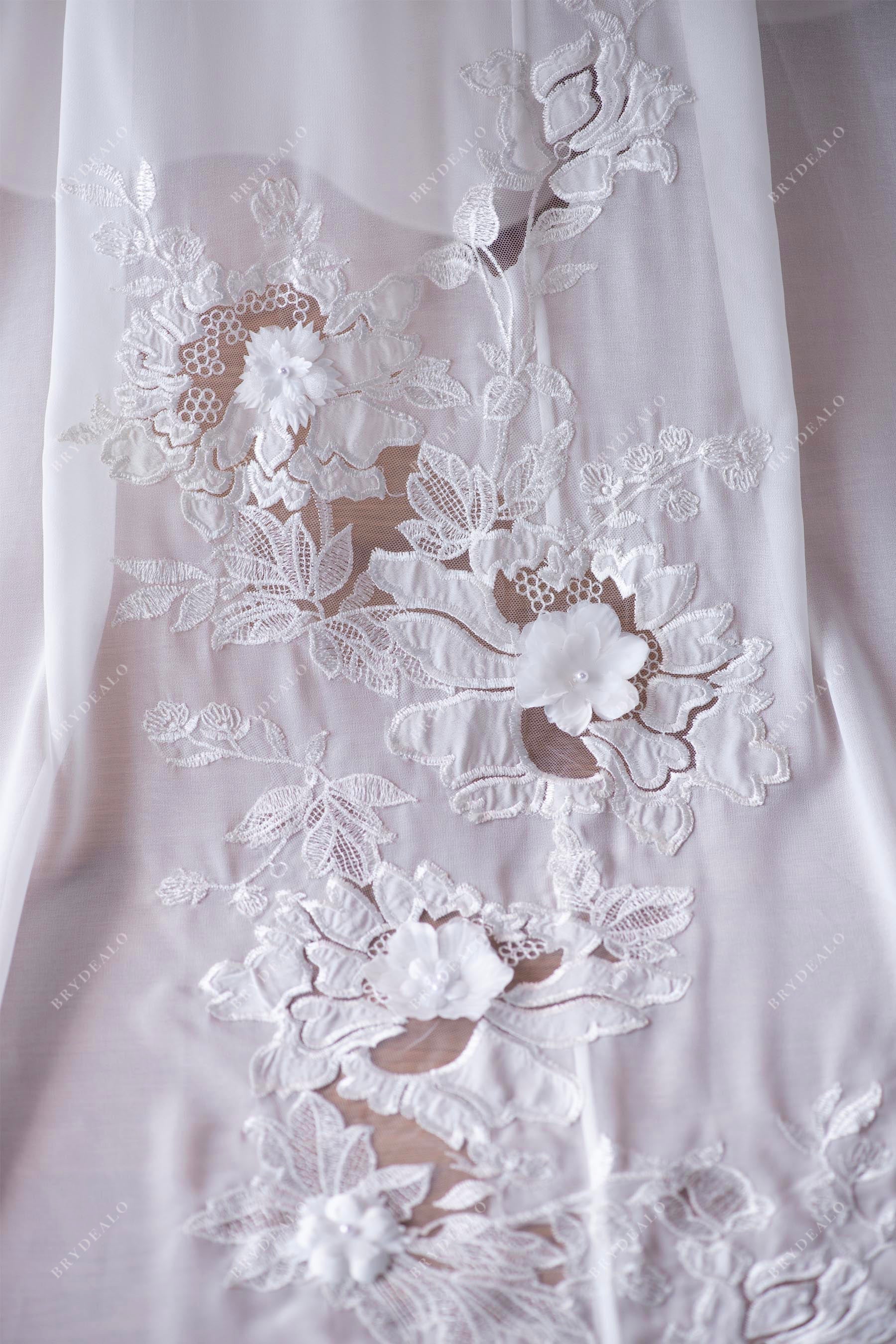 designer hollow lace train wedding dress