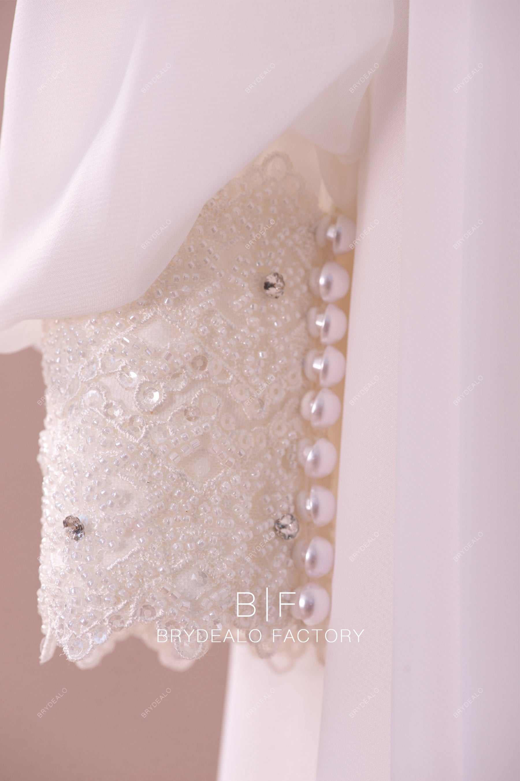 stylish wedding dress long sleeve lace cuffs