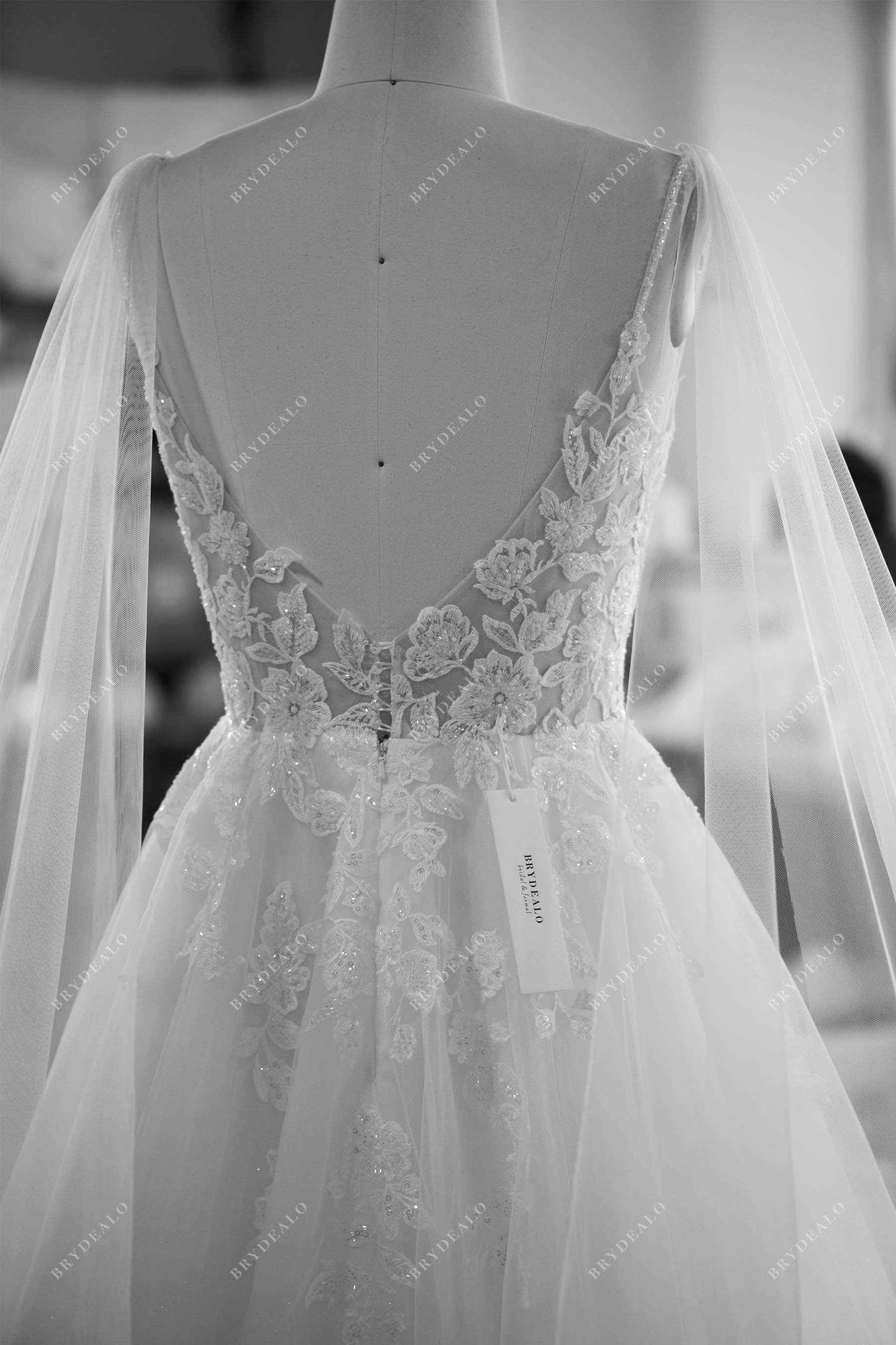 Custom Lace Spaghetti Straps Open Back Wedding Dress