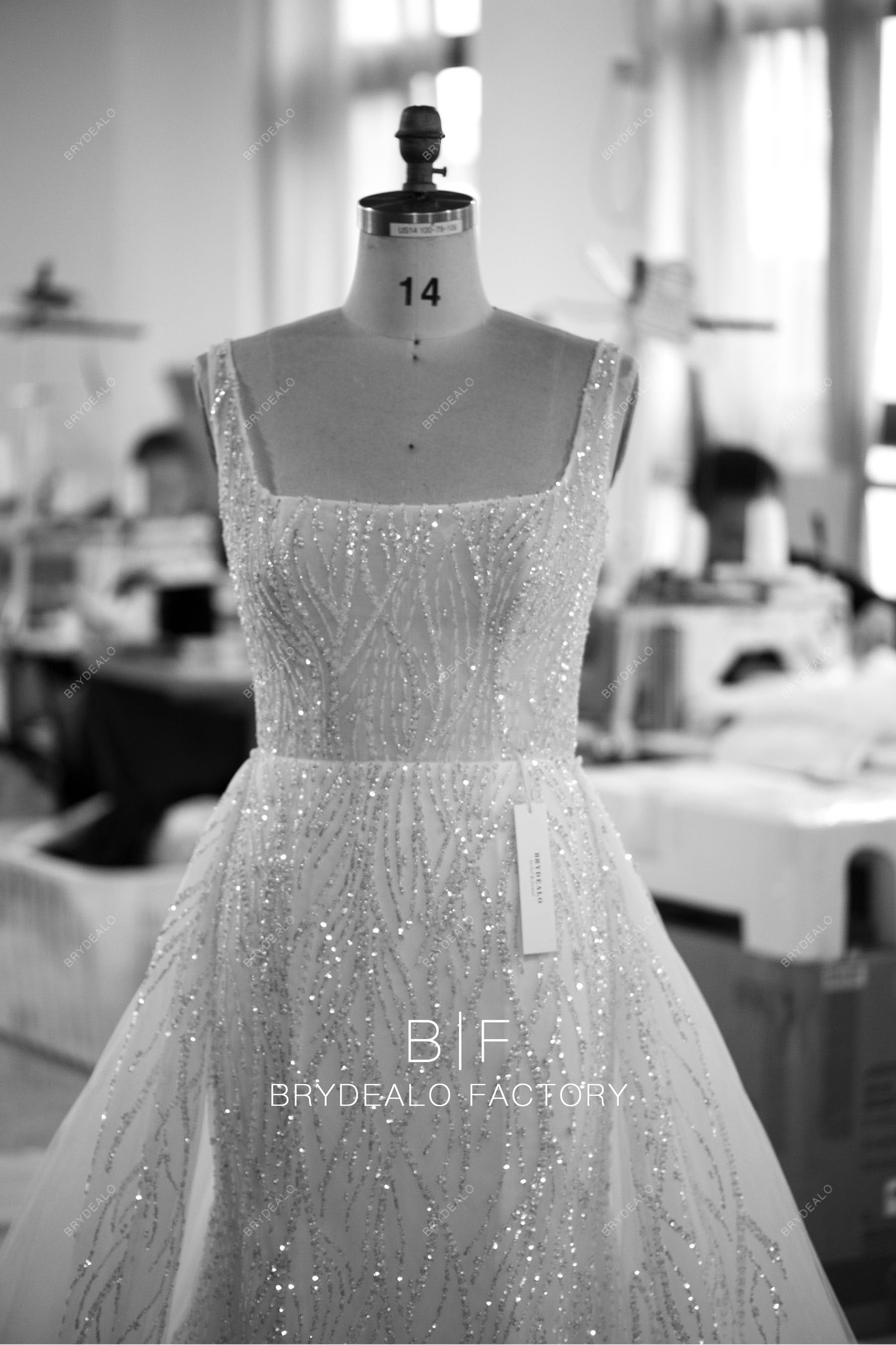designer beaded straps wedding gown