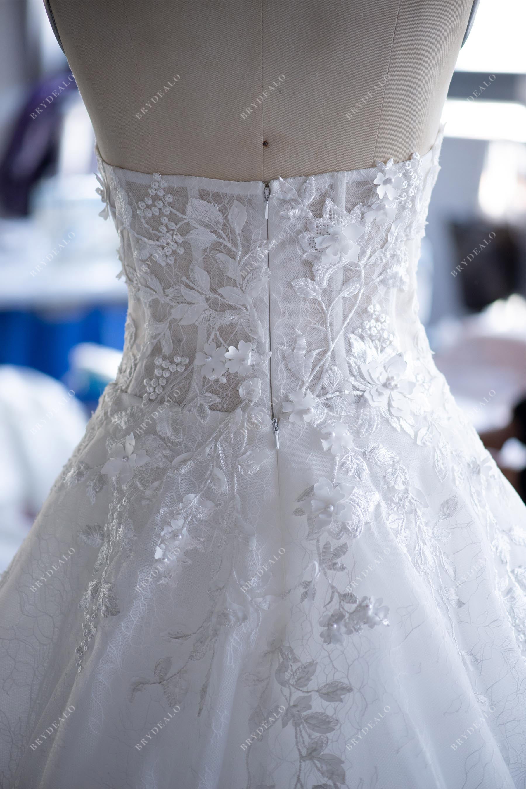 Tailored Strapless Corset Designer Lace Bridal Gown