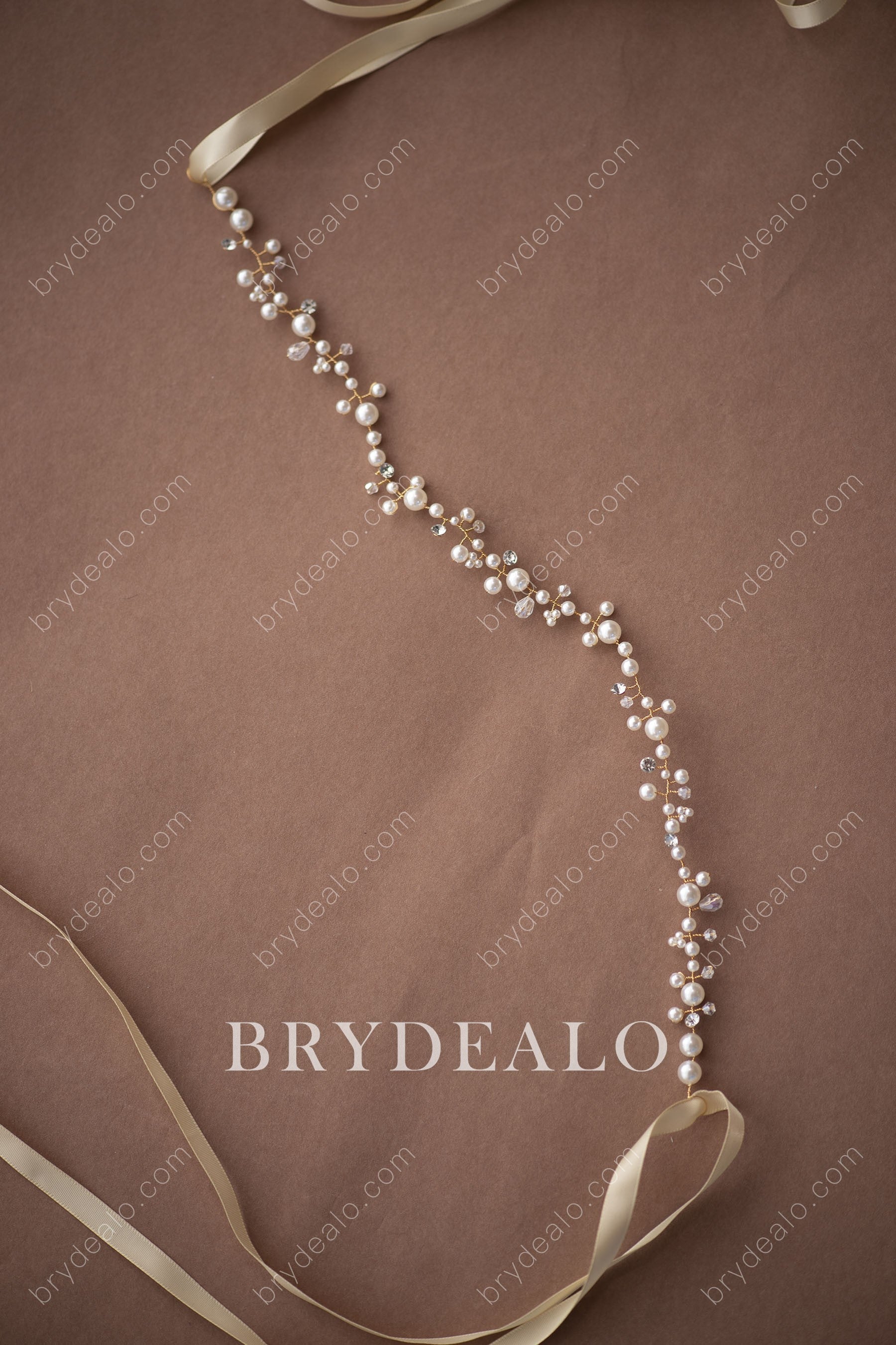 Exquisite Pearls Crystals Bridal Sash for sale