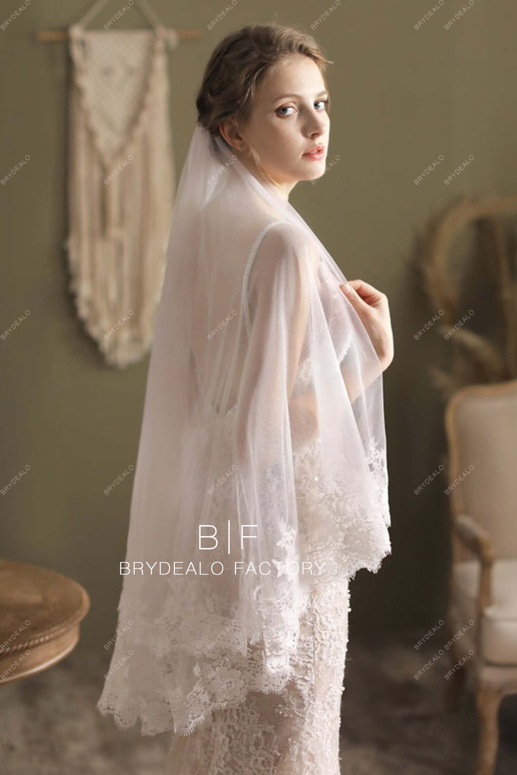 Two-Tiered Fingertip Length Bridal Veil 