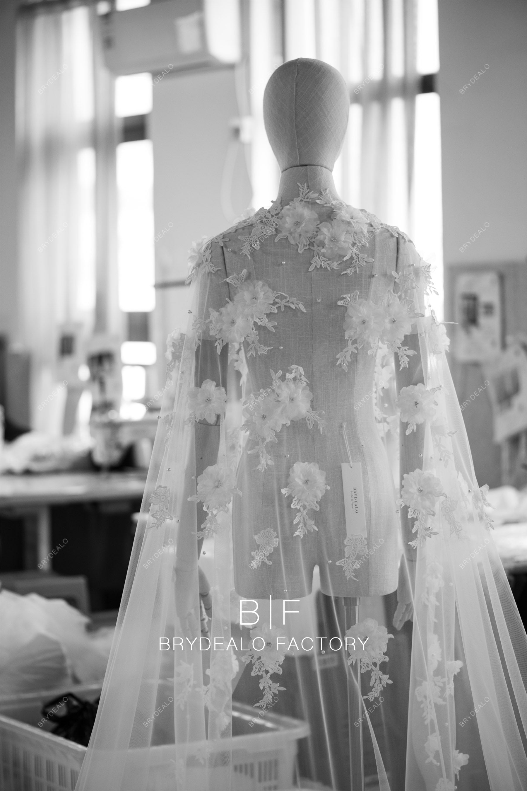 designer large flower pearls bridal cape