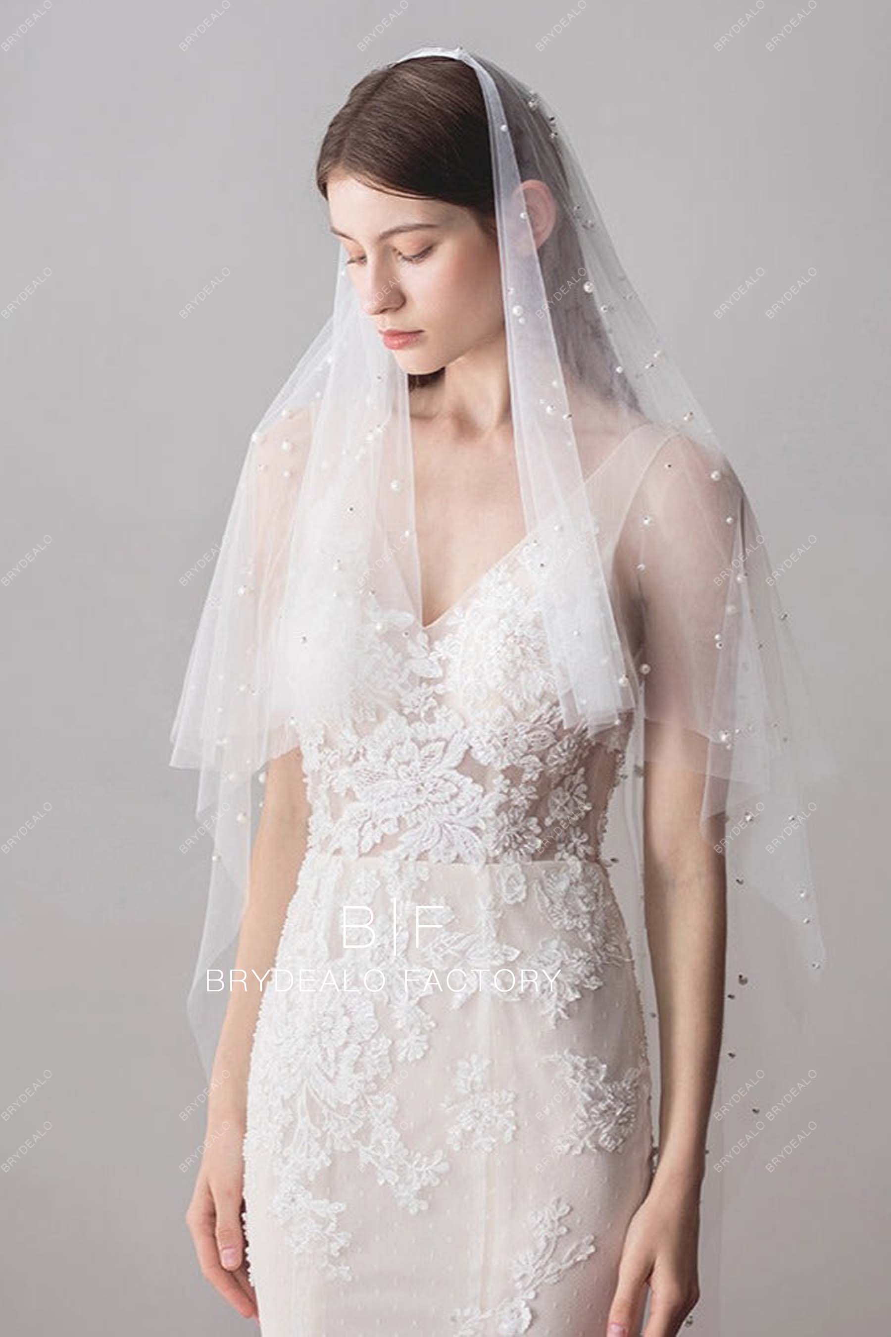 Best Pearls Fingertip Length Bridal Veil 