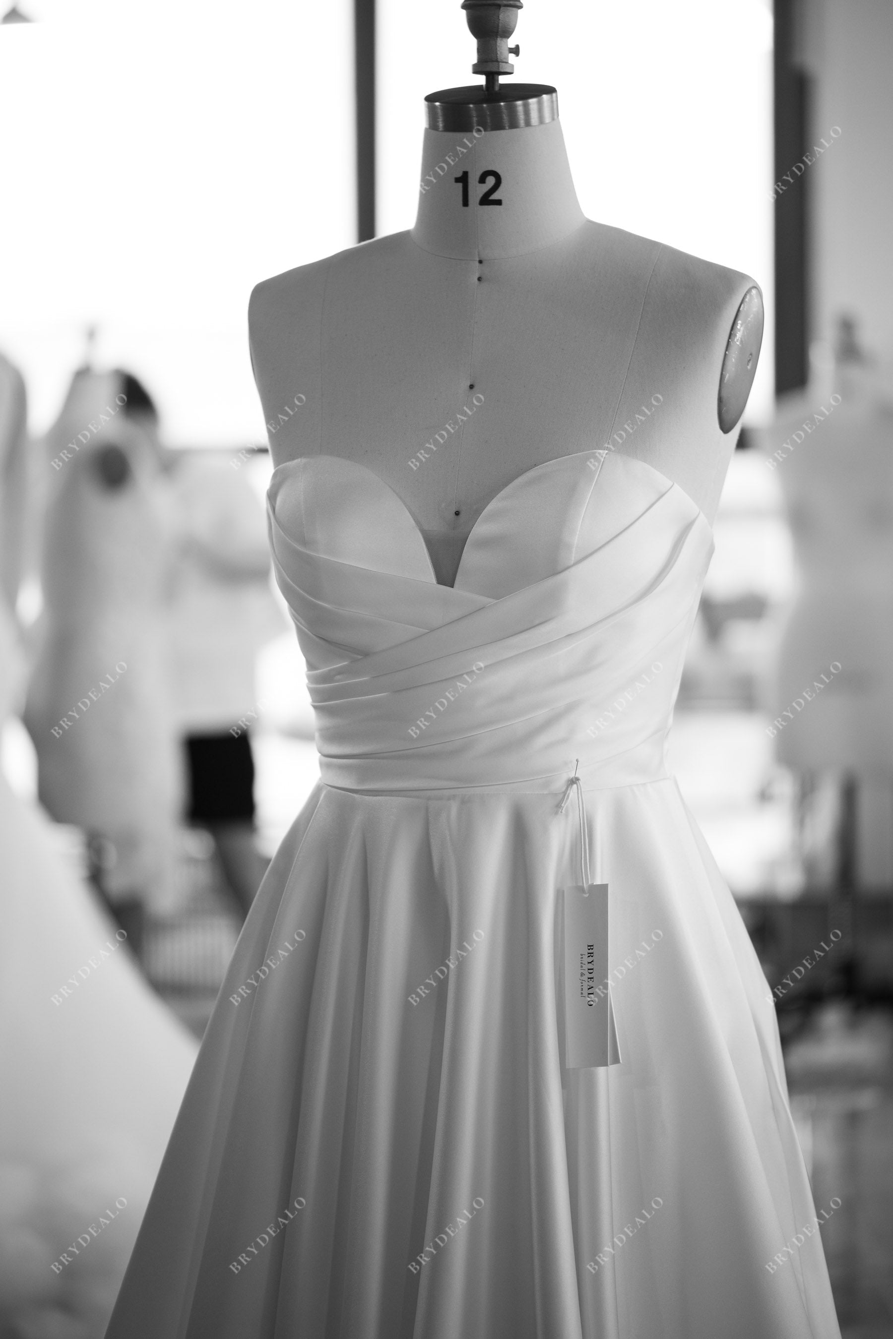 custom pleated sweetheart neck wedding dress