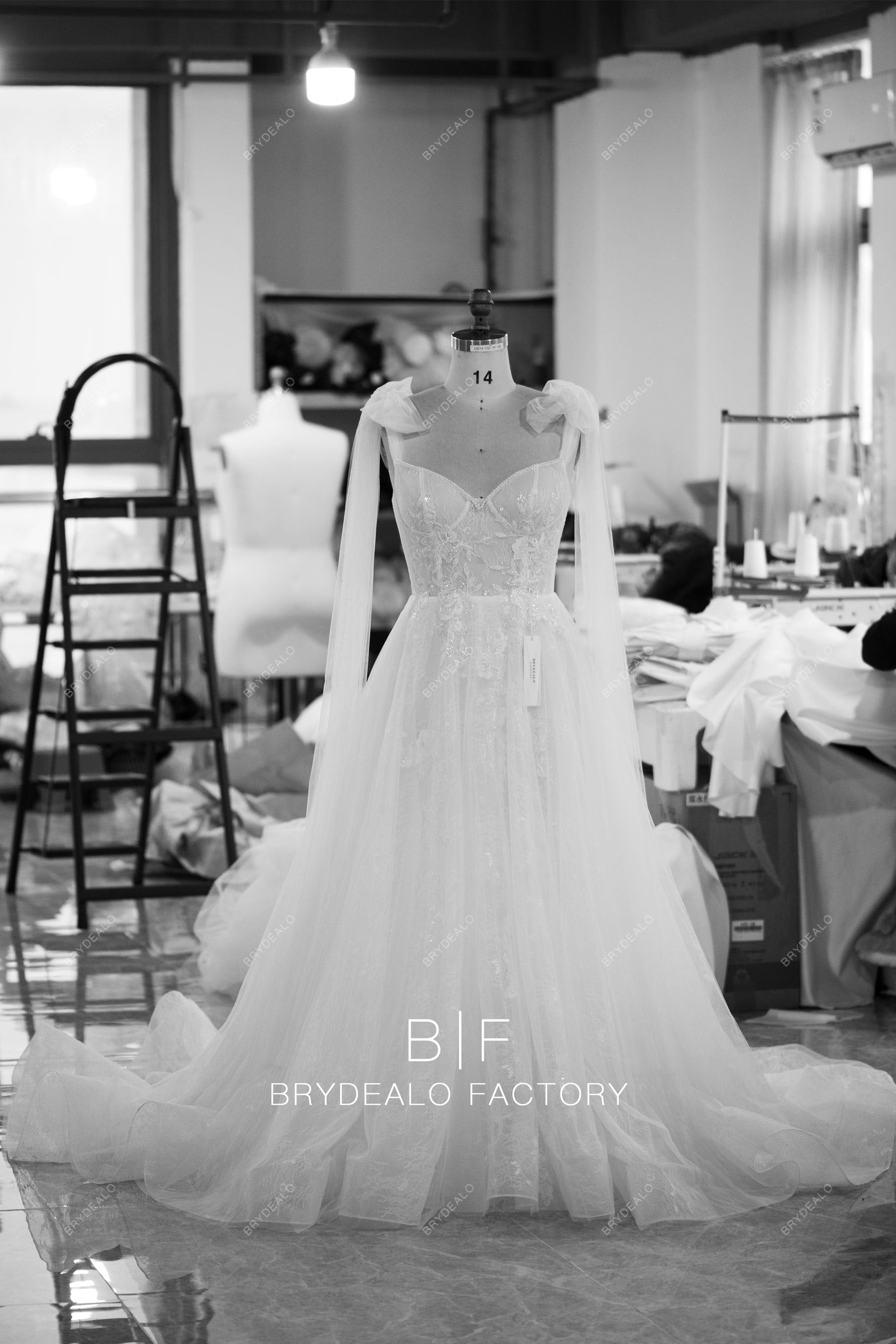 sweetheart lace corset ruffled A-line wedding dress