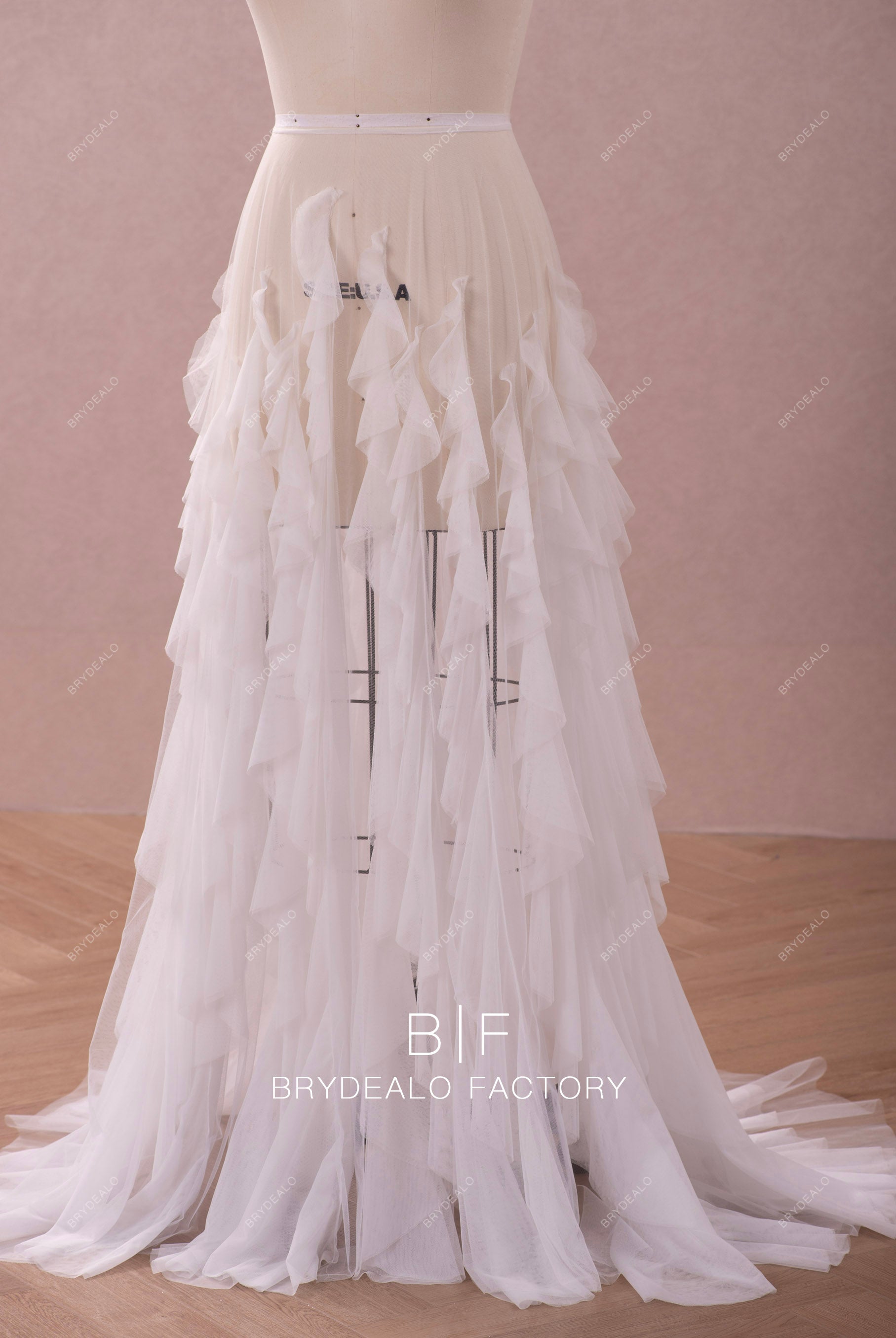 boho A-line ruffled tulle overskirt