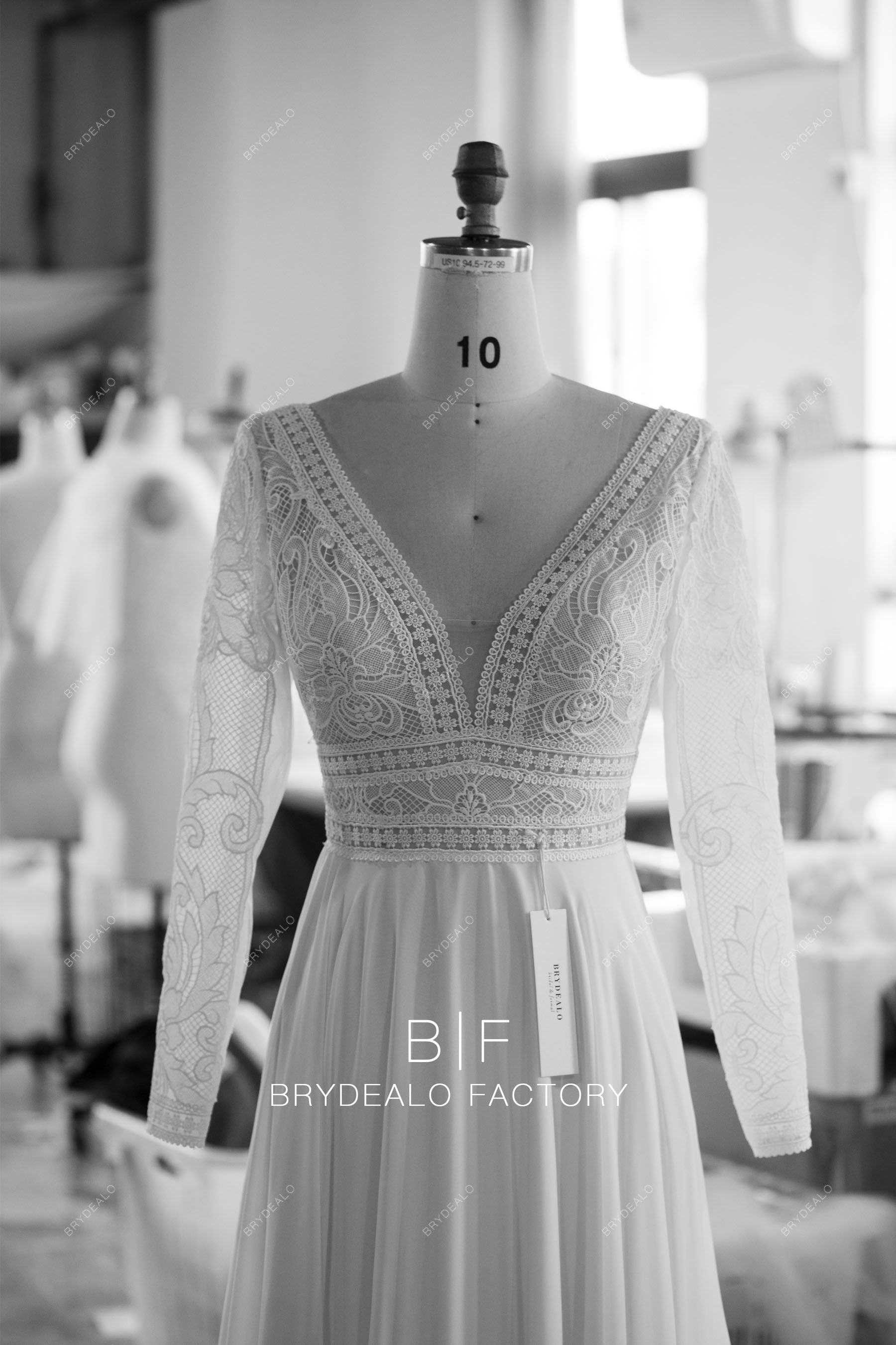 designed sleeves flowing chiffon boho wedding dress