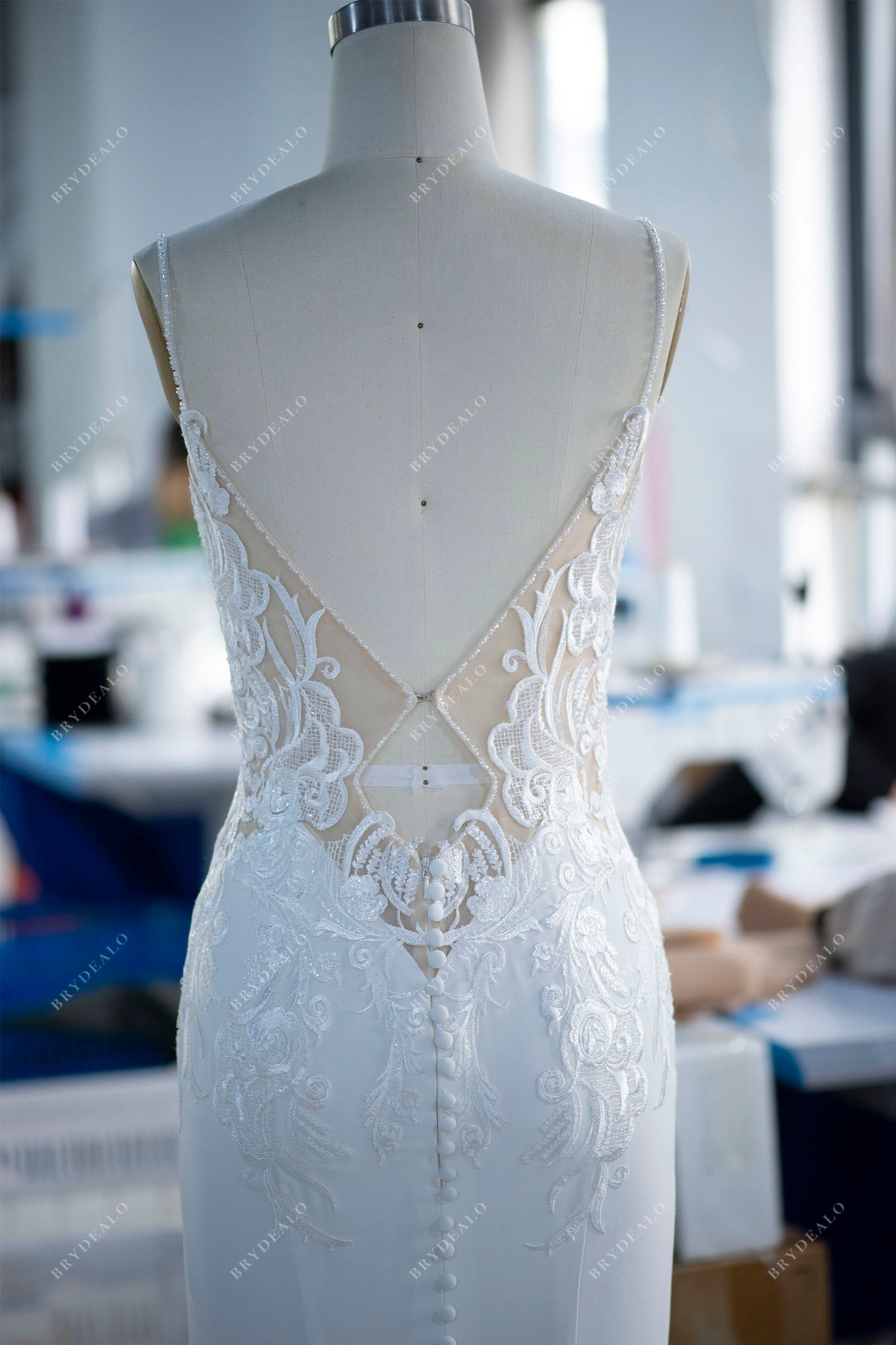 designed keyhole back lace bridal gown
