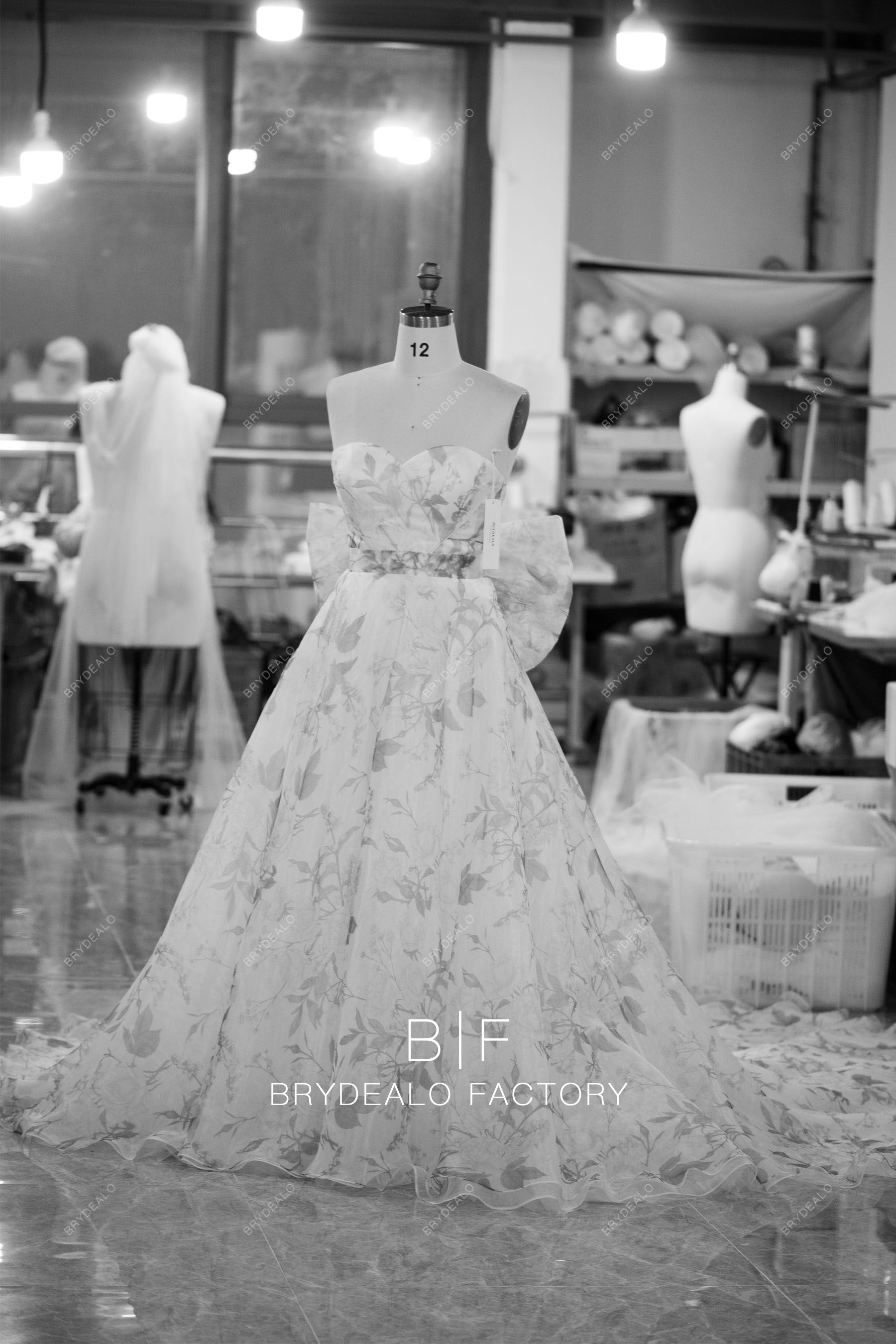 sweetheart neck strapless floral aline wedding dress