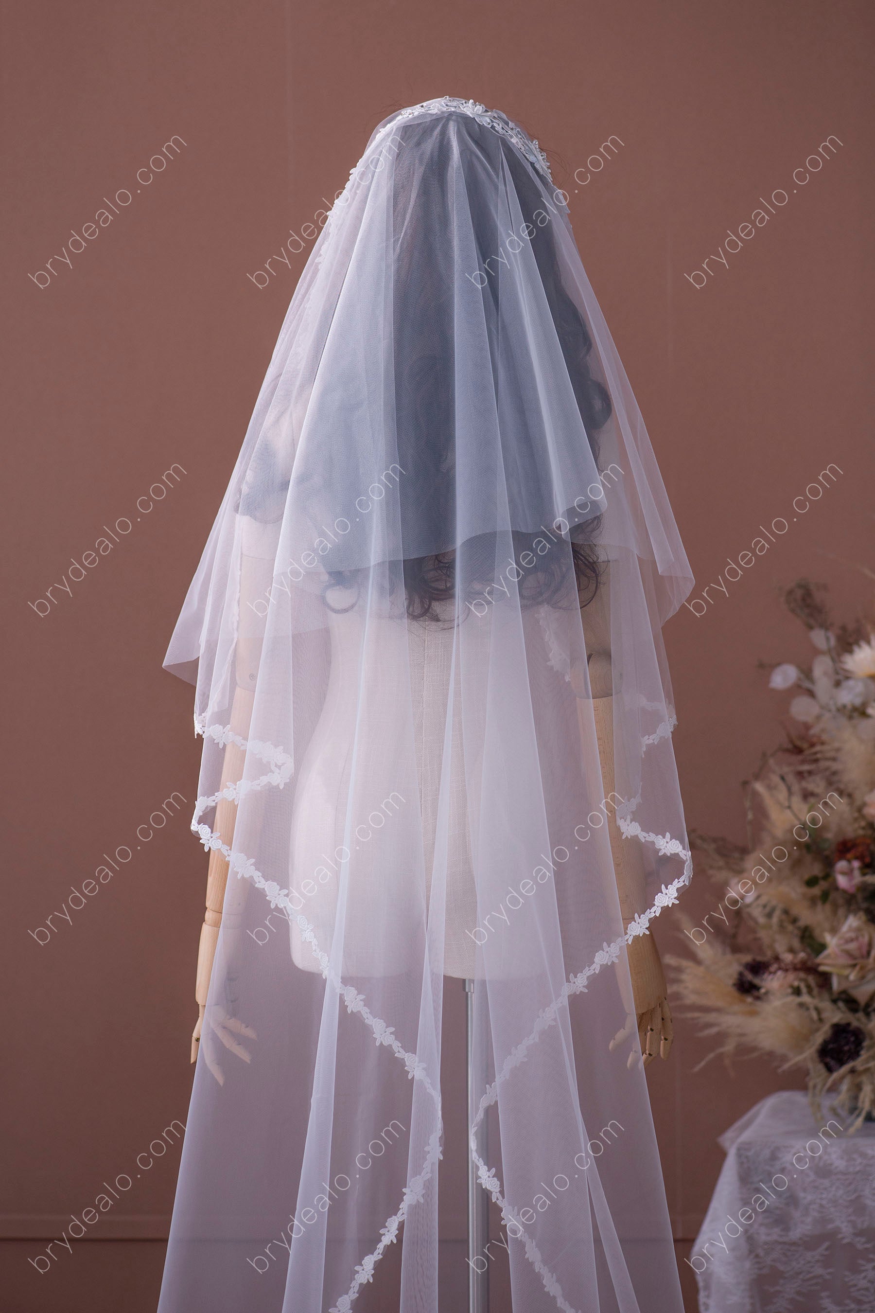 best full lace edge bridal veil 