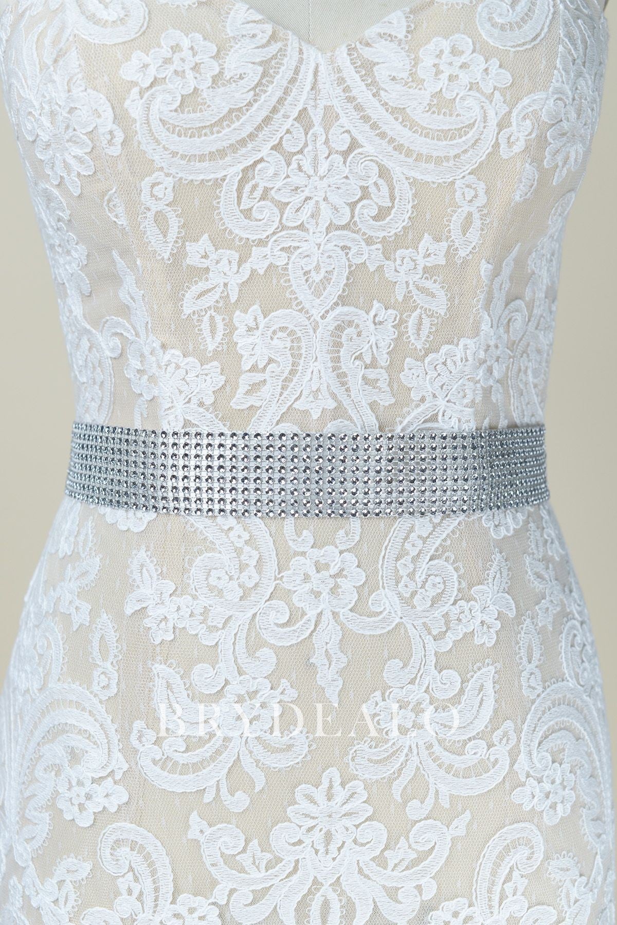 Sparkly Wide Neat Rhinestones Bridal Sash 